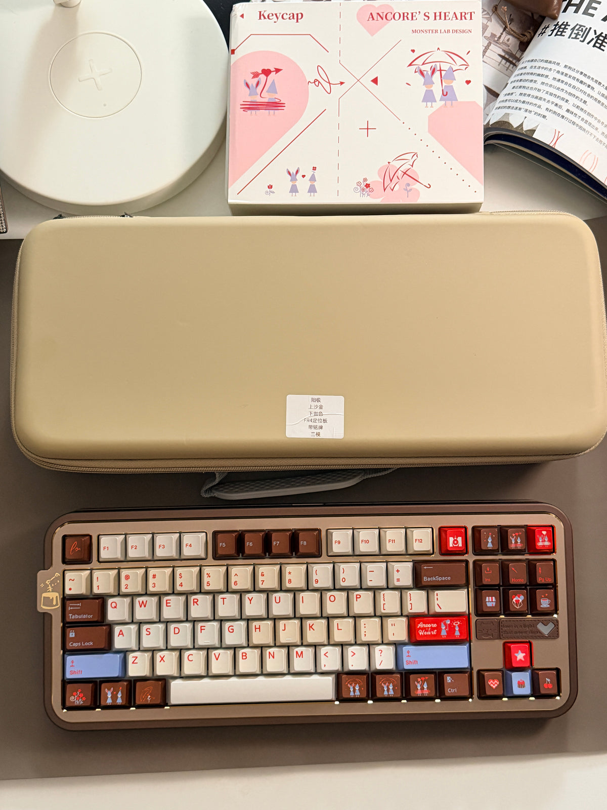 ONLY 1 Instock Prebuilt Aluminum Customized Mechanical Keyboard Cocomi80 Anordized Brown Champagne Set  | Wireless | Backlit