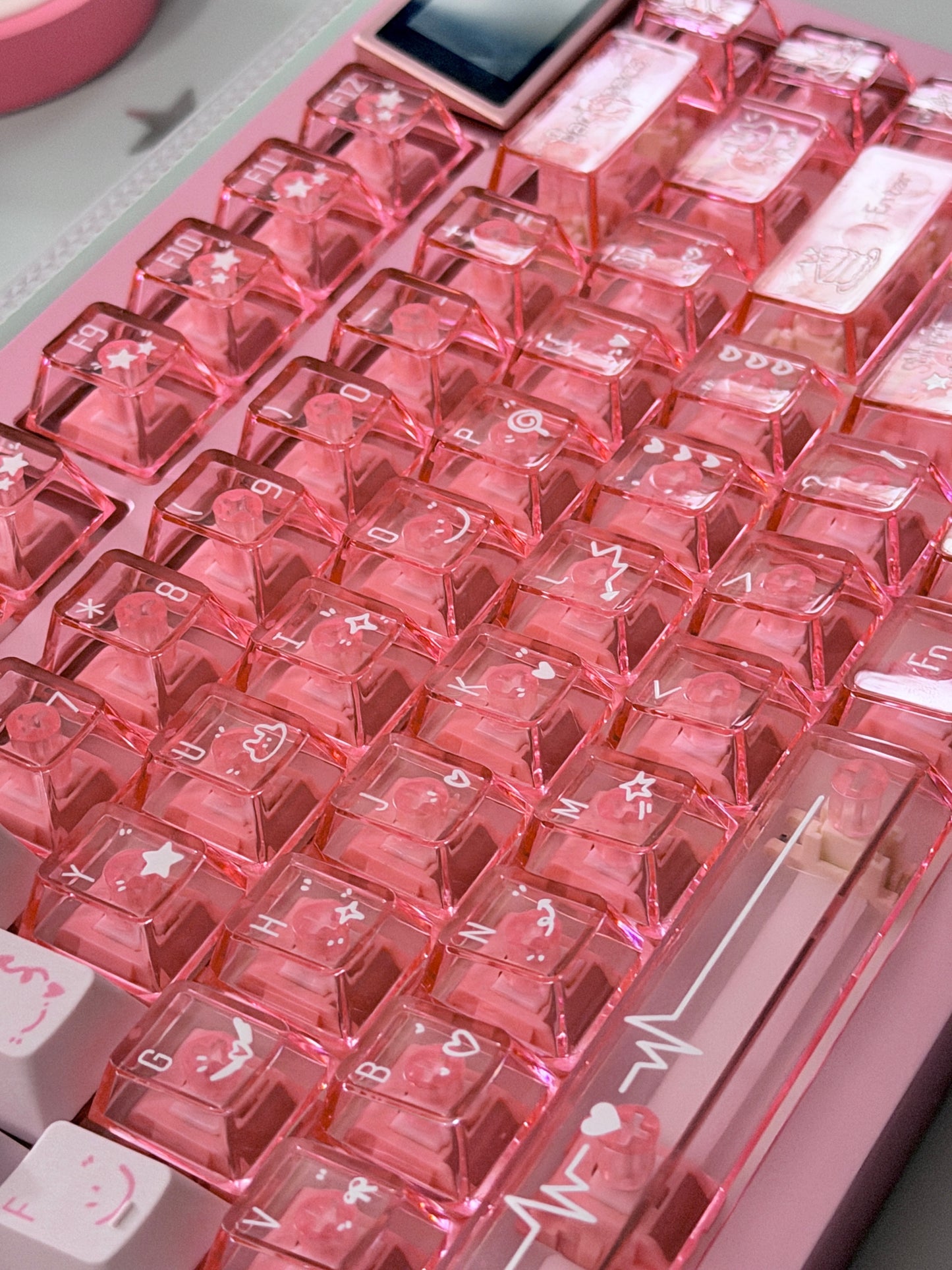 ONLY 1 Unboxing Clearance Anodized Pink GLOW75 DIY Kit &DuoChrome Keycaps & Silent Linear Switches