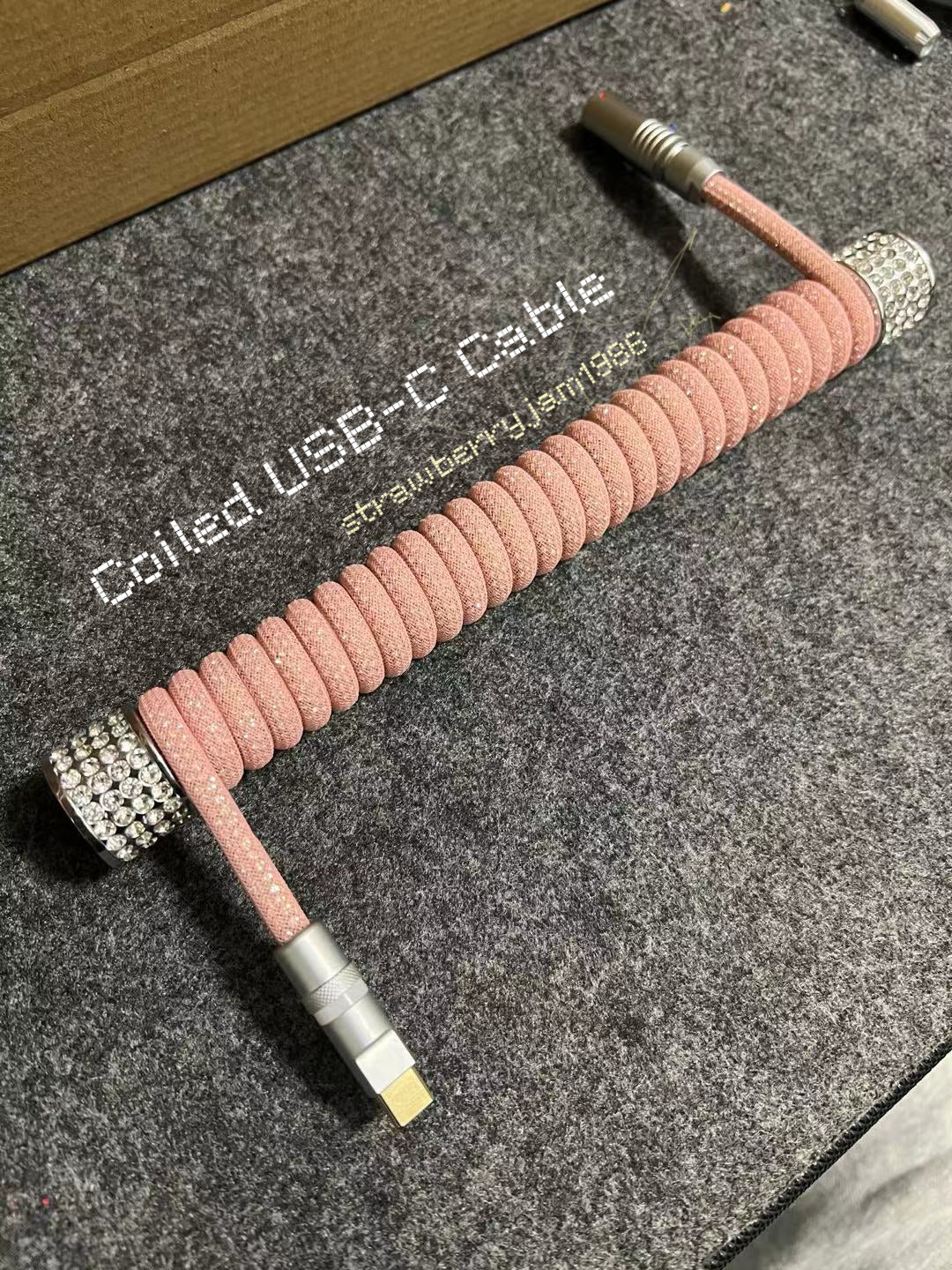 strawberryjam1986 diamond silver/gold coiled mechanical keyboard cable set