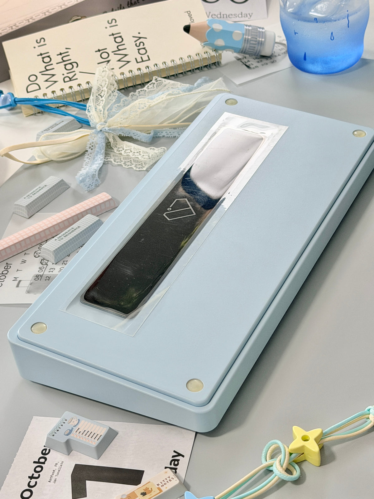 ONLY 1 Instock Prebuilt Aluminum Custom Mechanical Keyboard Pastel Blue Nova75 Set  | Wireless