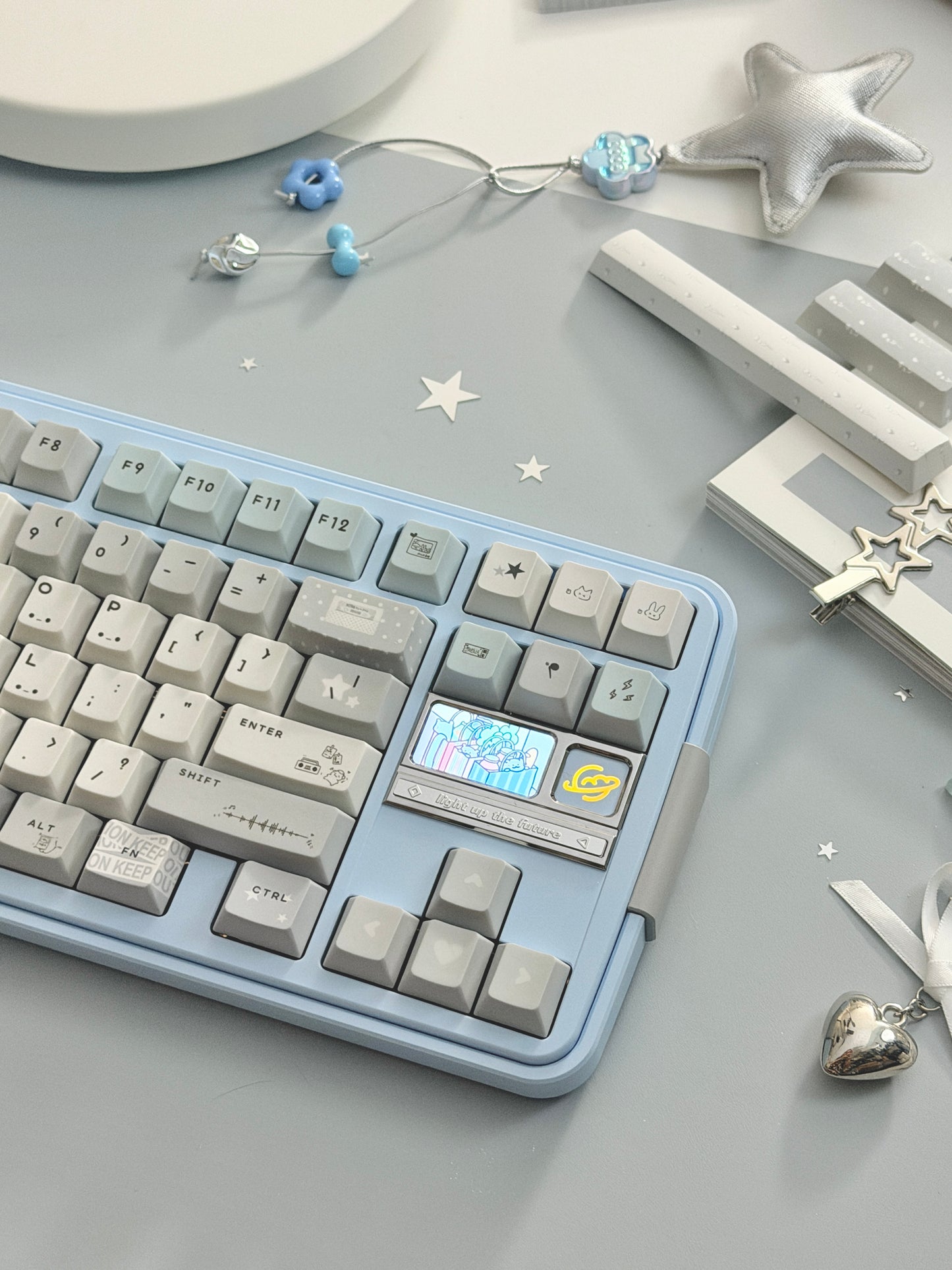 ONLY 1 Instock Prebuilt Aluminum Custom Mechanical Keyboard Bread80 Wireless Pale Blue Set