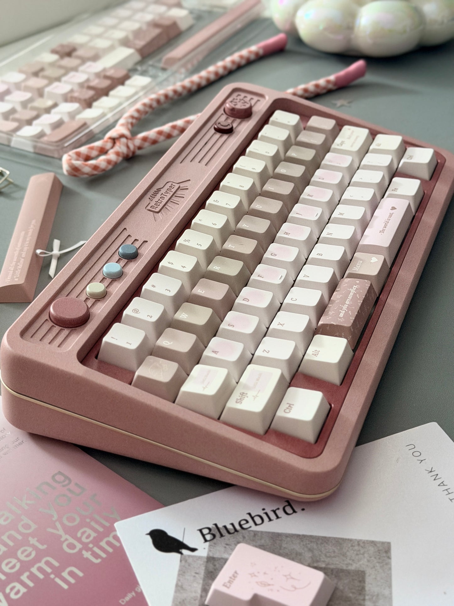 ONLY 1 Instock Prebuilt Aluminum Custom Mechanical Keyboard RT50 Dusty Rose Pink Set