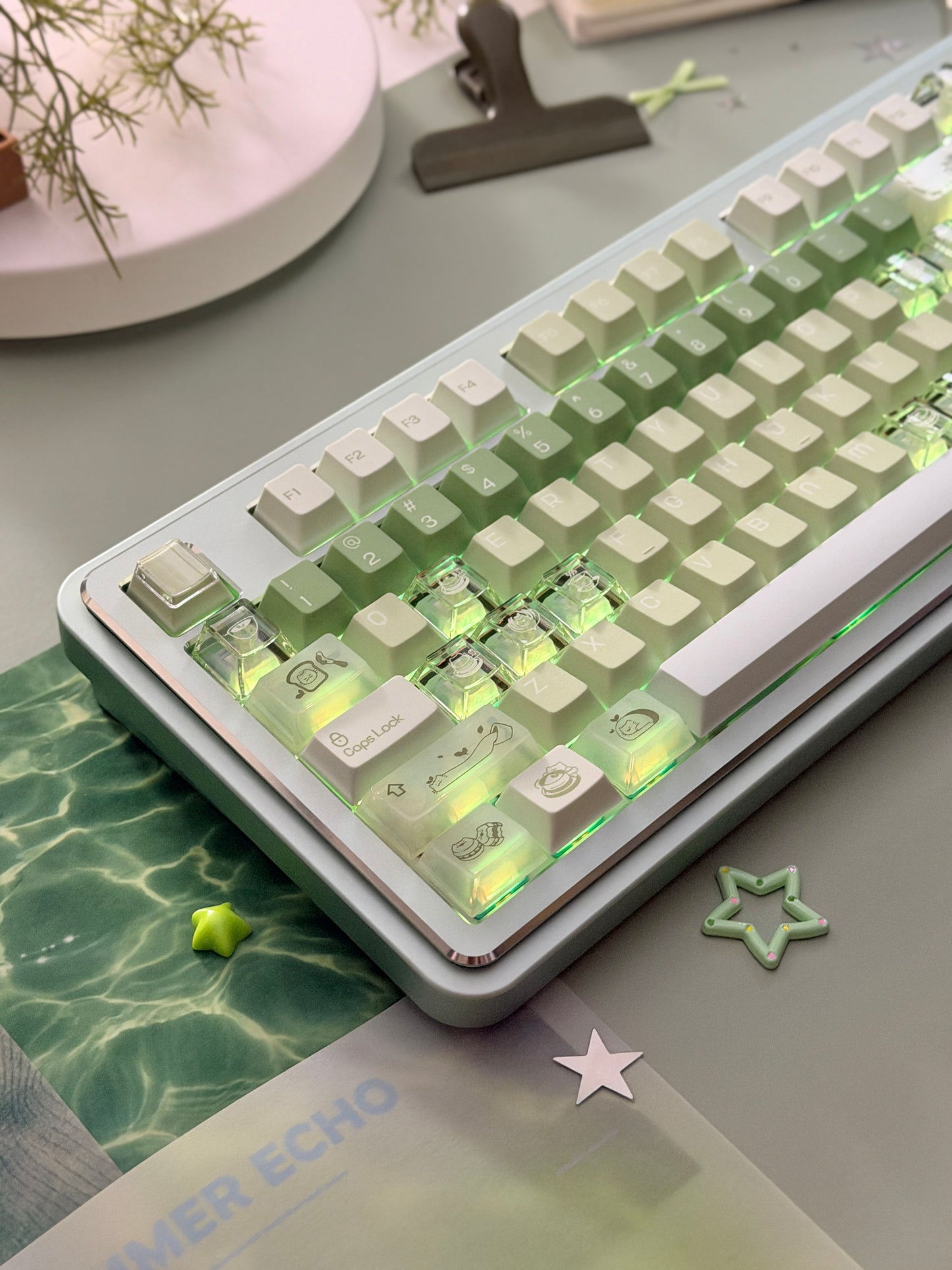 ONLY 1 Instock Prebuilt Aluminum Custom Mechanical Keyboard Story100 Anodized Green Wireless Set
