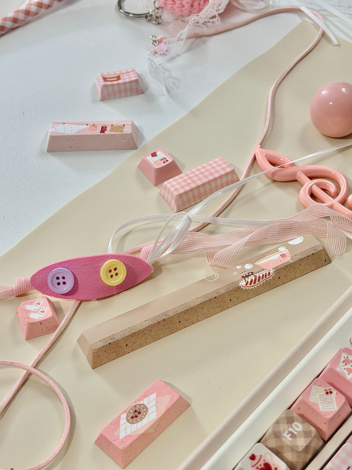 #0313 Sweet Home Strawberry Milk Café Keycaps – Kawaii Pink & Brown Dessert Theme Cute Custom Mechanical Keyboard Keycap Set