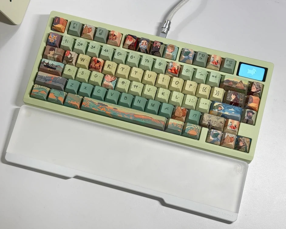 058 Green Fancce Impressionist Oil Painting Keycaps