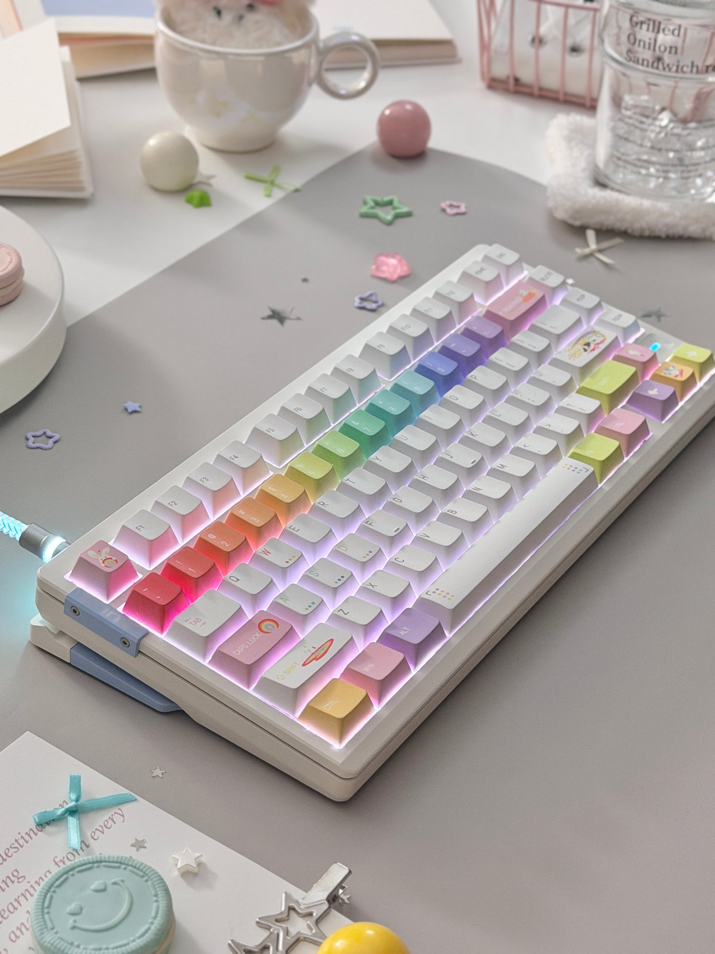 Unboxing Clearance ONLY 1 Instock AULA AG75 Wired Aluminum Keyboard – Shock-Dampening Cloud Rock White(Pro)