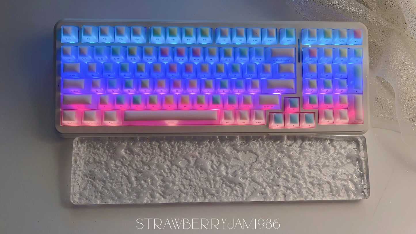 114 Rainbow Fudge Keycaps Fog Clear Silicone Material Soft Bounce Cute Keycaps Cherry Profile 124-key Side-print