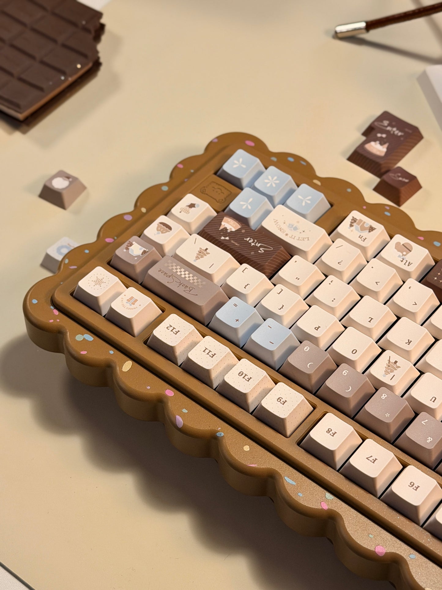 ONLY 1 Instock Prebuilt Aluminum Customized Mechanical Keyboard Cookies75 Brown Sugar Set