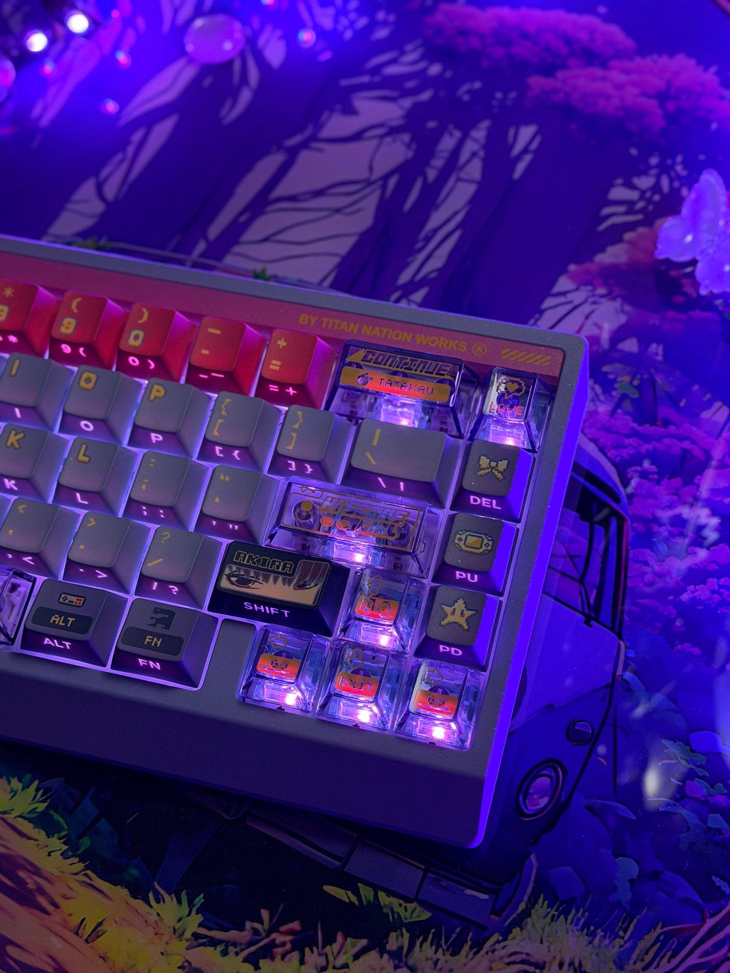 Unboxing Clearance TITAN68HE Purple Pink Magnetic Switch RGB Gaming Keyboard HI SCORE GIRL KEYCAPS