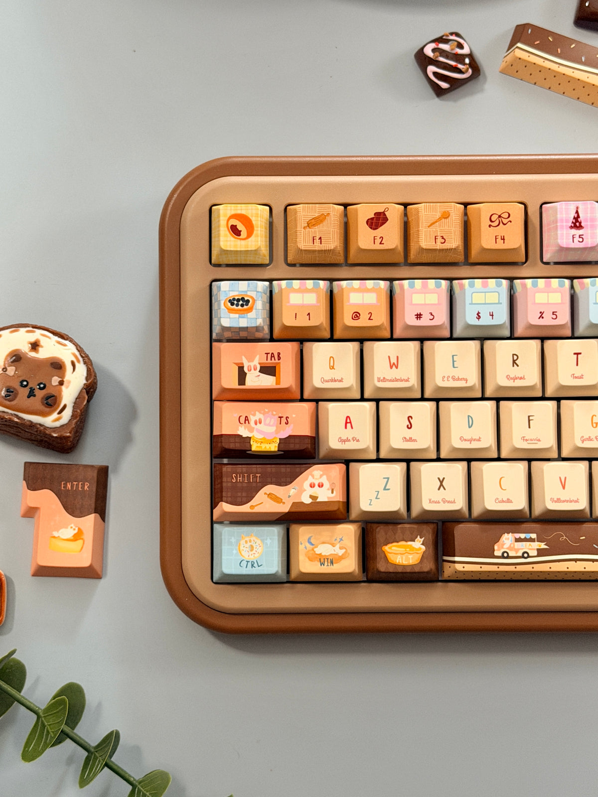 #0307 LazyR Bread Bunny Artisan Keycap | Double-Sided Bread Rabbit Keycap | Cute Bakery-Themed Handmade Keycap for Mechanical Keyboards