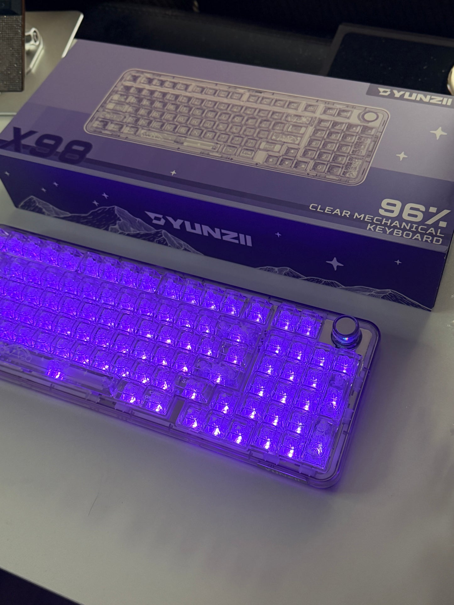 Sample For Sale ONLY 1 Instock YUNZII X98 Wireless Mechanical Gaming Keyboard (Purple, Crystal Switch)