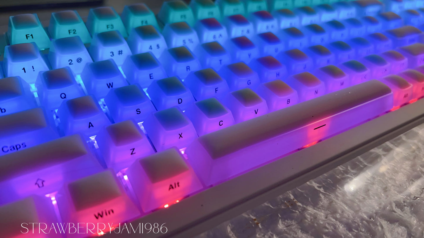 114 Rainbow Fudge Keycaps Fog Clear Silicone Material Soft Bounce Cute Keycaps Cherry Profile 124-key Side-print