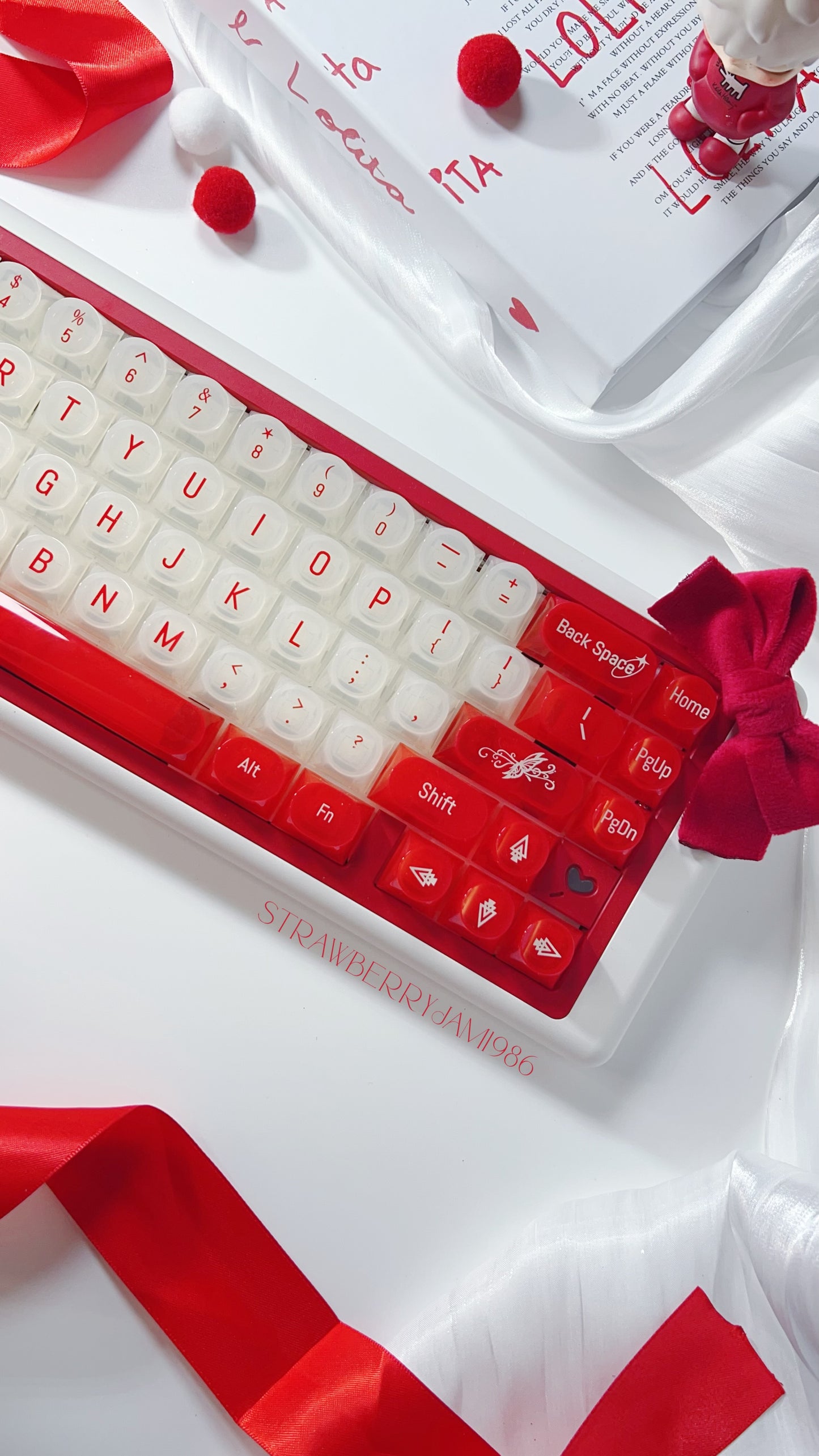 【Only 1 In-stock】Prebuilt Meow65 White Red Aluminum Customized Mechanical Keyboard