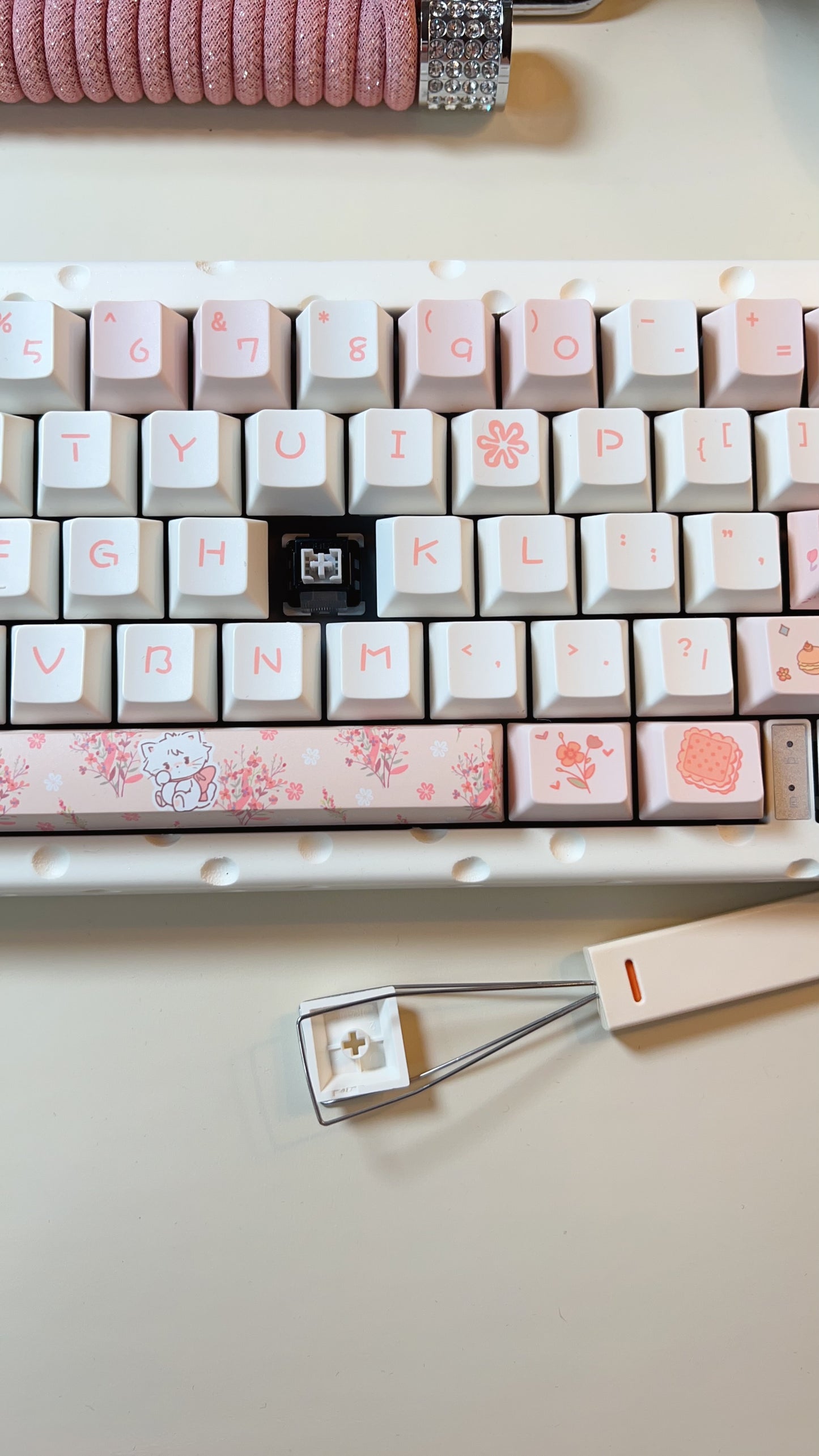 Preorder Prebuild Cheese65 Beige White Tri-mode Customized Mechanical Keyboard