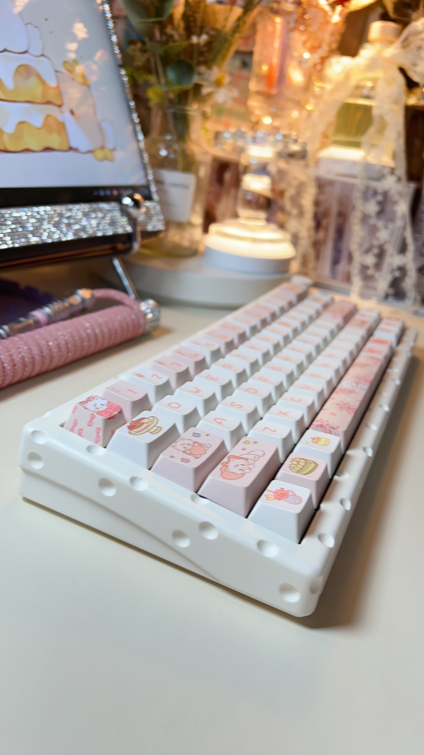 Preorder Prebuild Cheese65 Beige White Tri-mode Customized Mechanical Keyboard