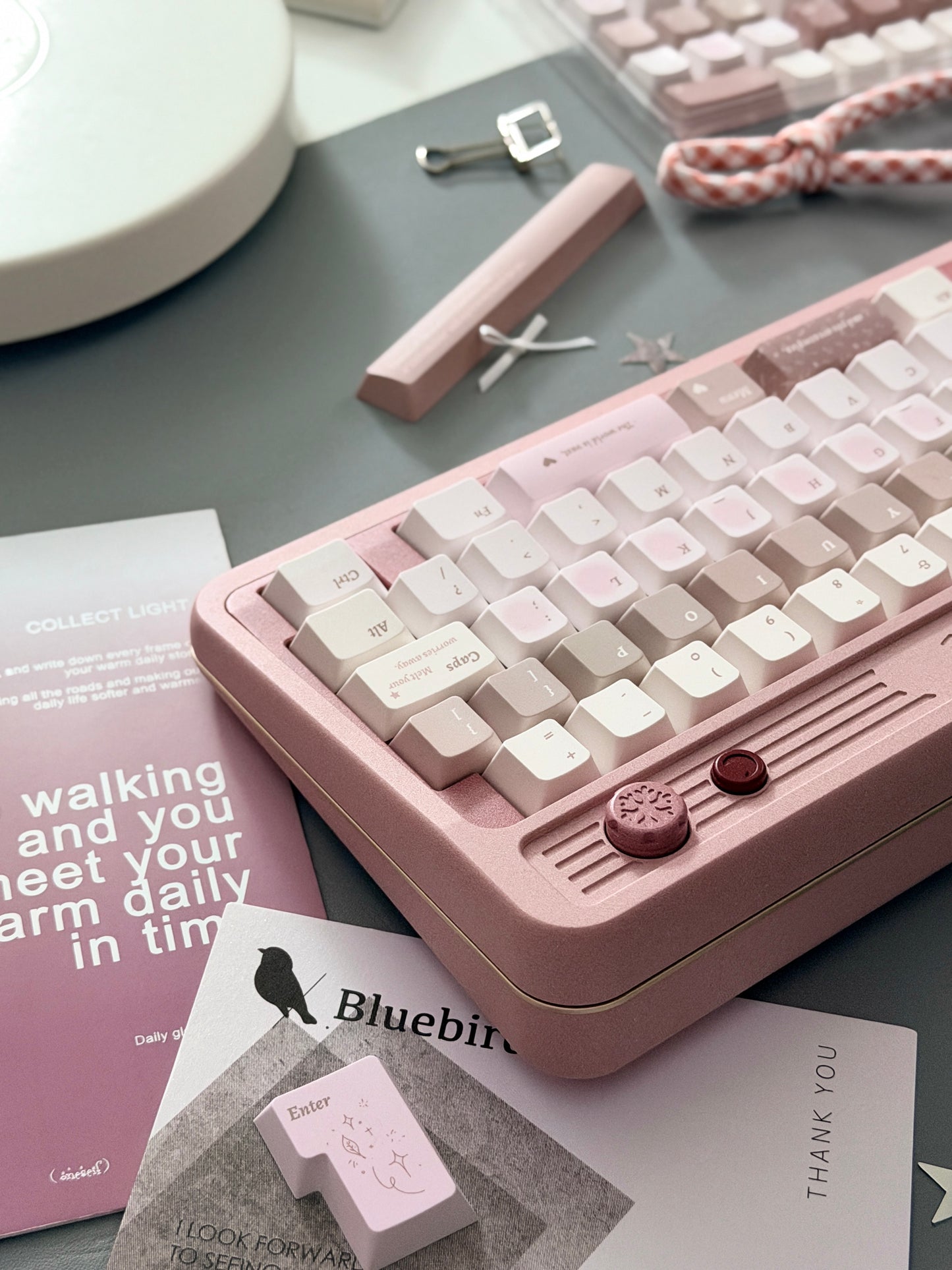 ONLY 1 Instock Prebuilt Aluminum Custom Mechanical Keyboard RT50 Dusty Rose Pink Set