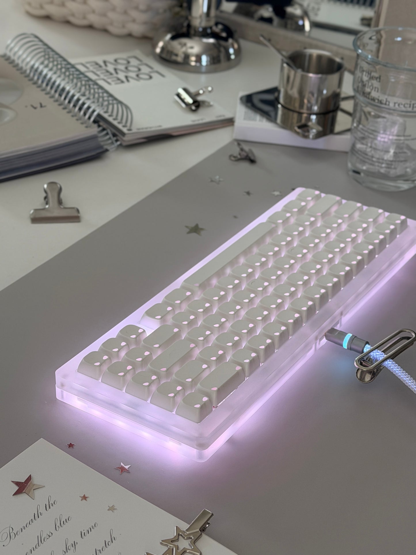 ONLY 1 Instock Prebuilt Matt acrylic Custom Mechanical Keyboard SET with RGB Backlit