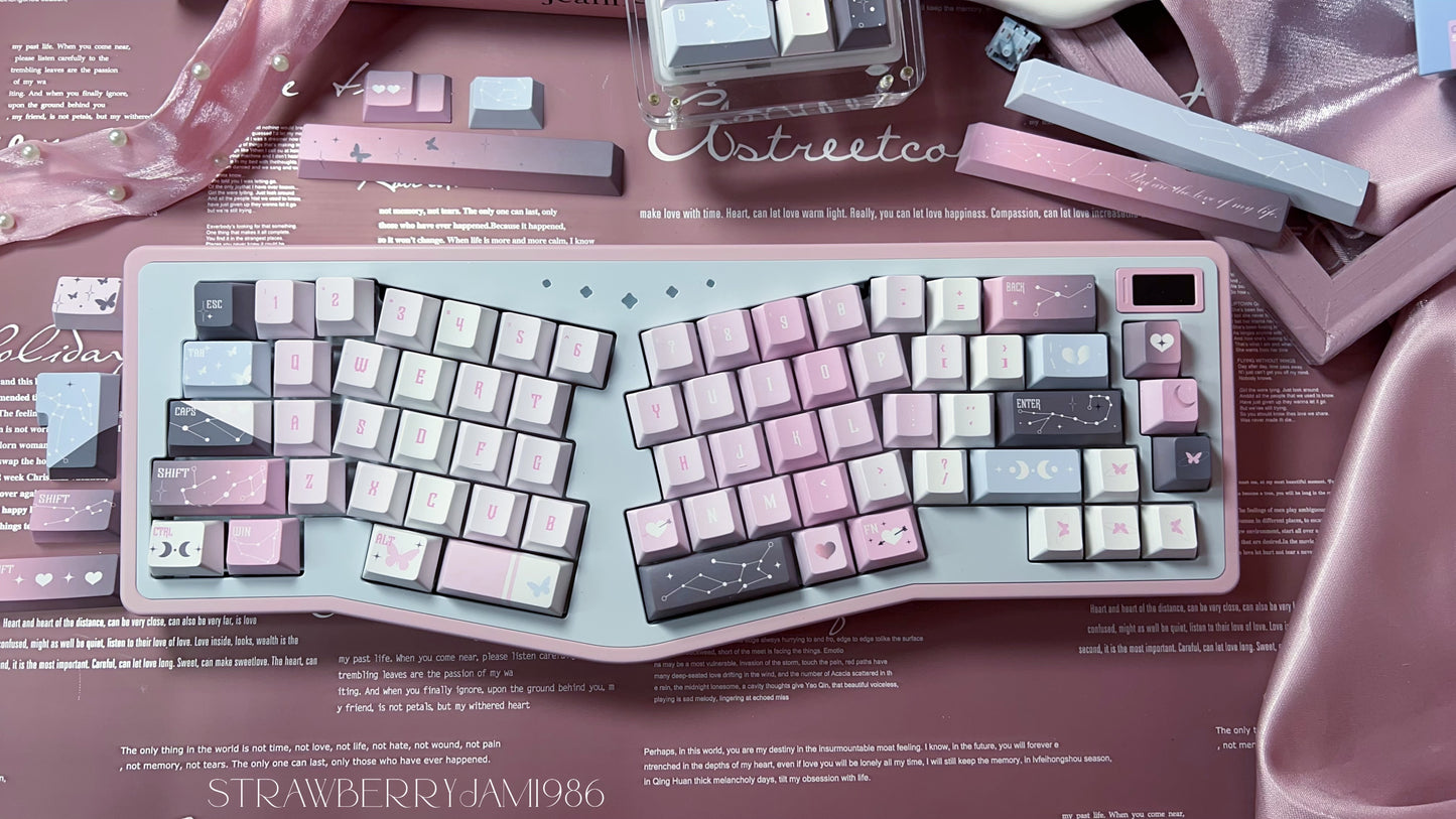 092 Star Fluctuation Gray Pink Gradual Change Advanced Sense Cherry Profile Keycap