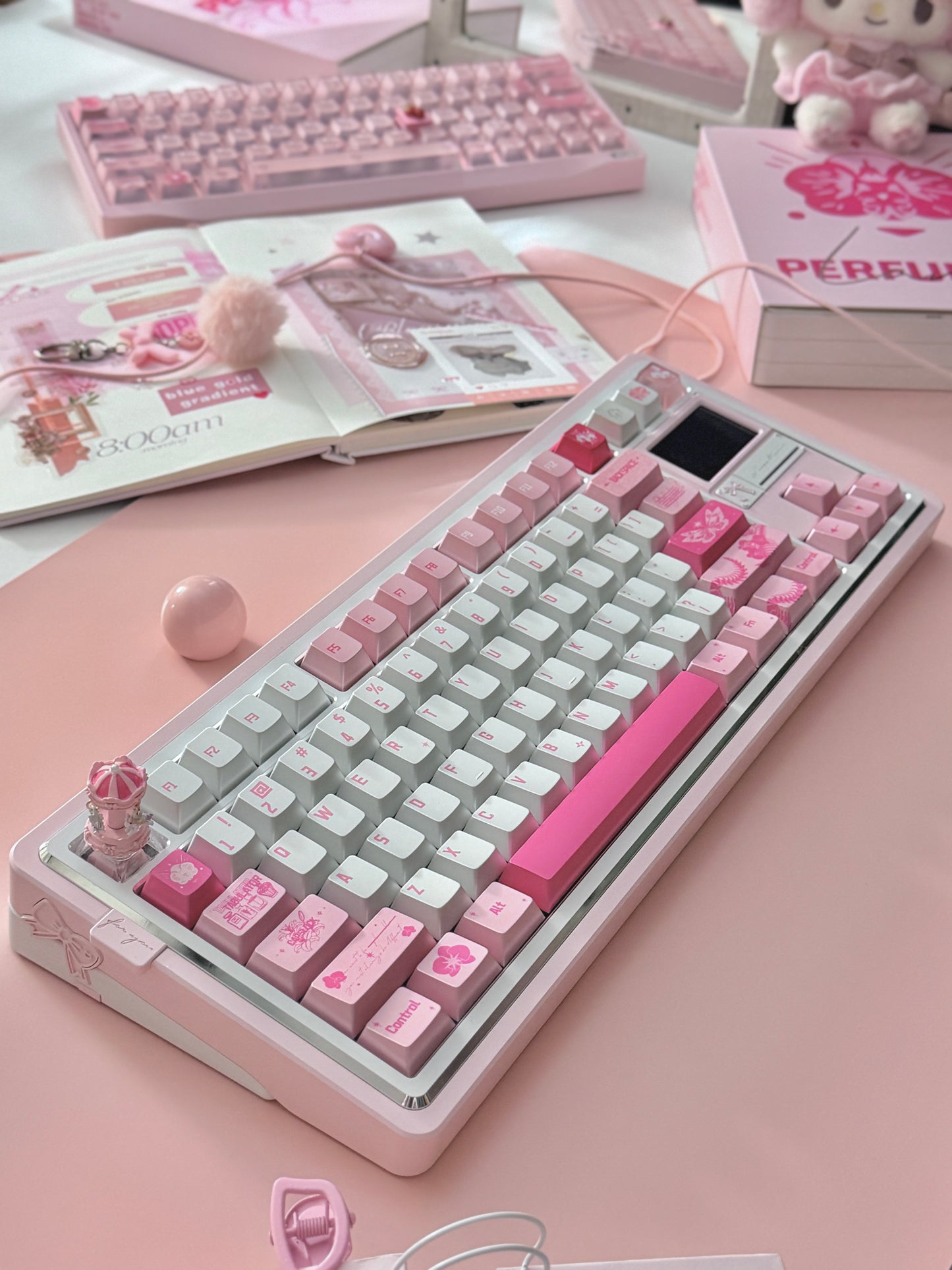 ONLY 1 Instock Pale Pink White Gift80 Prebuilt Aluminum Custom Mechanical Keyboard