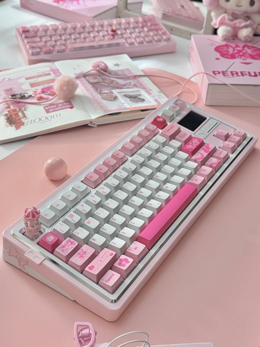 ONLY 1 Instock Pale Pink White Gift80 Prebuilt Aluminum Custom Mechanical Keyboard