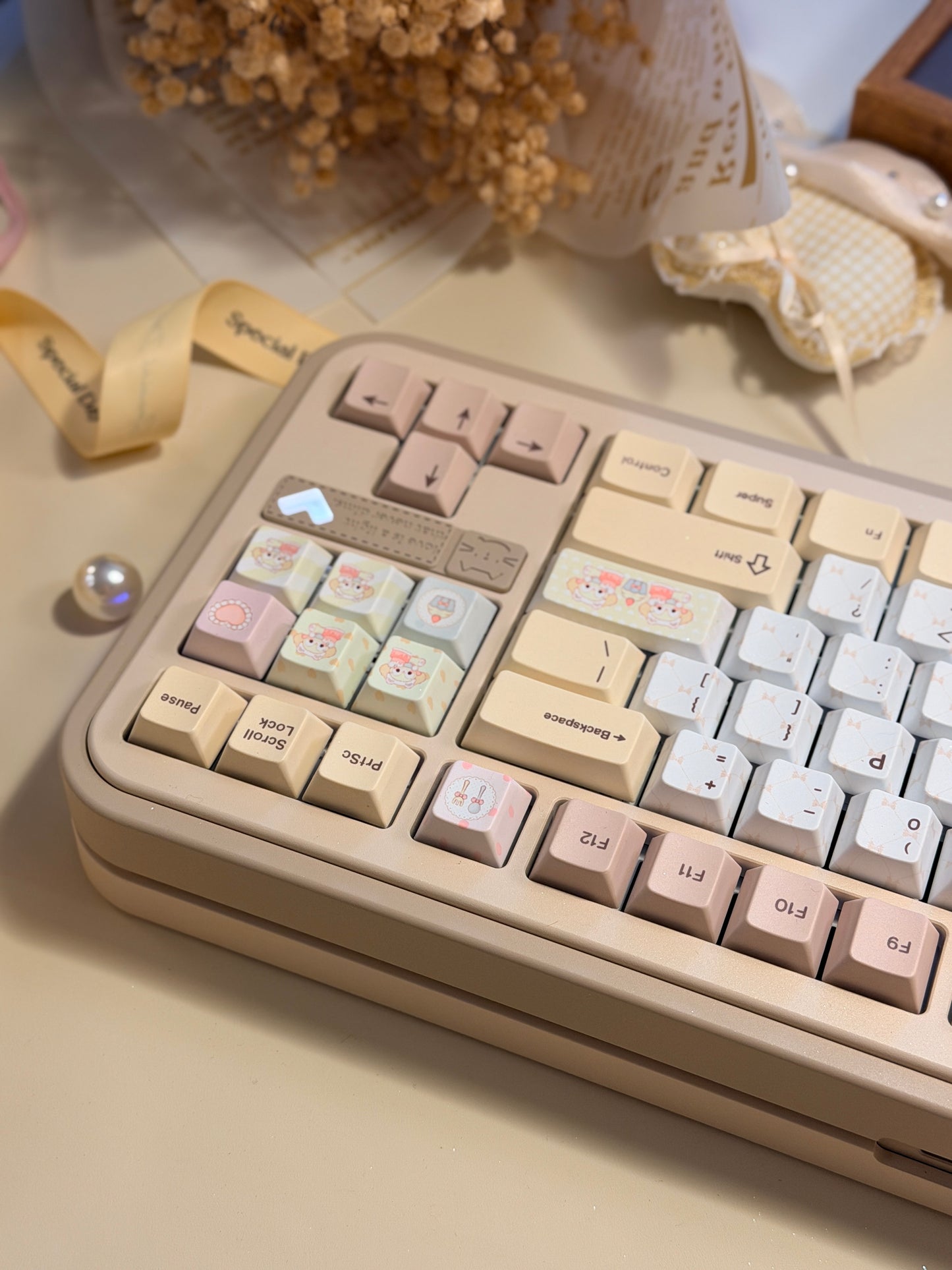 ONLY 1 Instock Cocomi80 Milk Tea Custom Mechanical Keyboard keyrialabs Keycaps Set