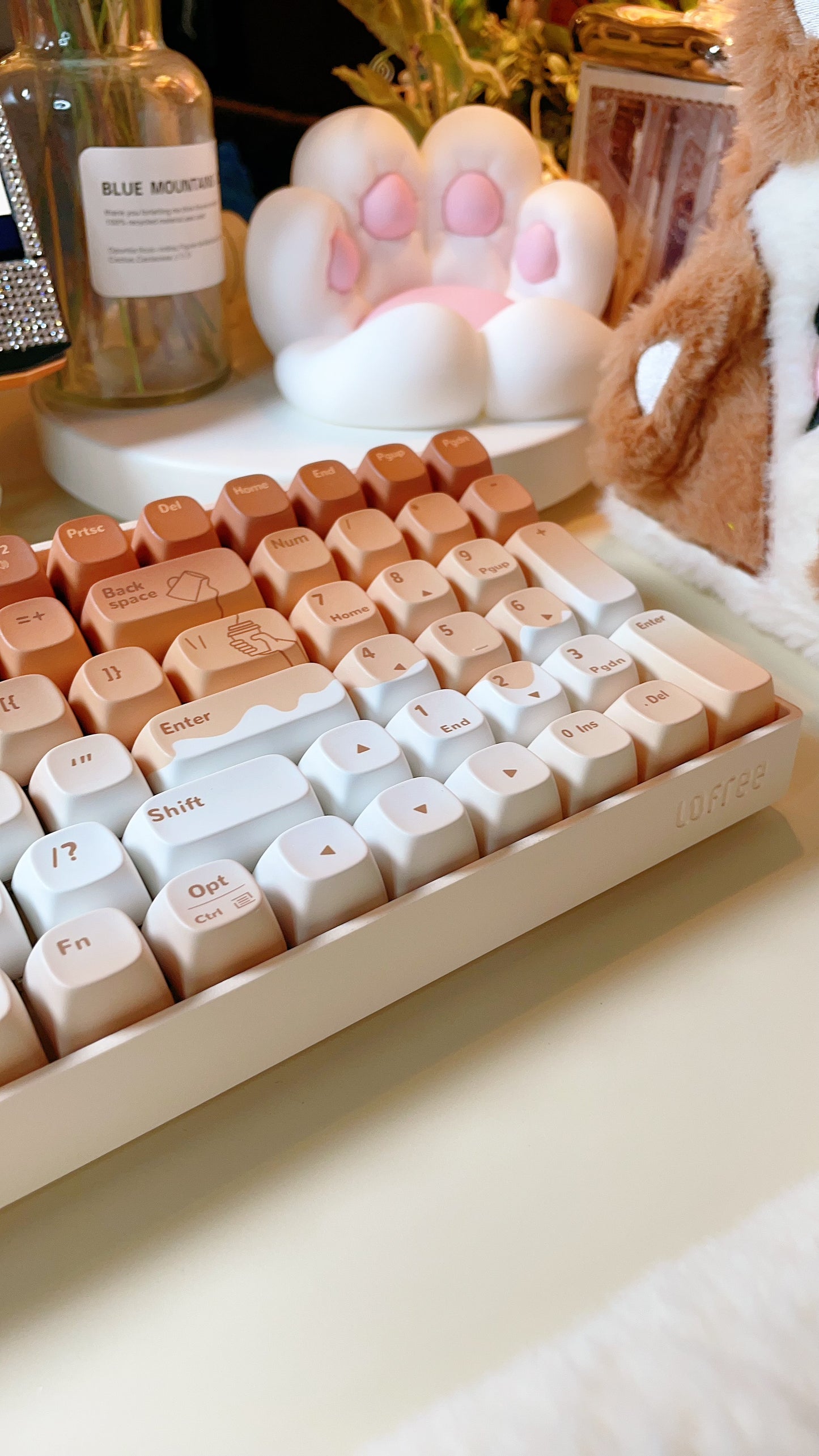 Creamy Thock Lofree milk coffee three-mode wireless Bluetooth mechanical keyboard, cute girl high-value keyboard