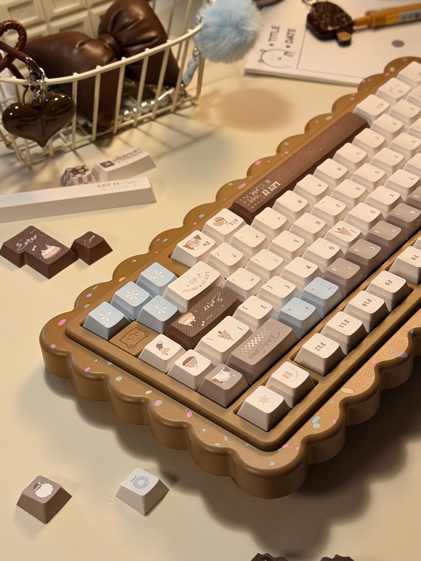 ONLY 1 Instock Prebuilt Aluminum Customized Mechanical Keyboard Cookies75 Brown Sugar Set