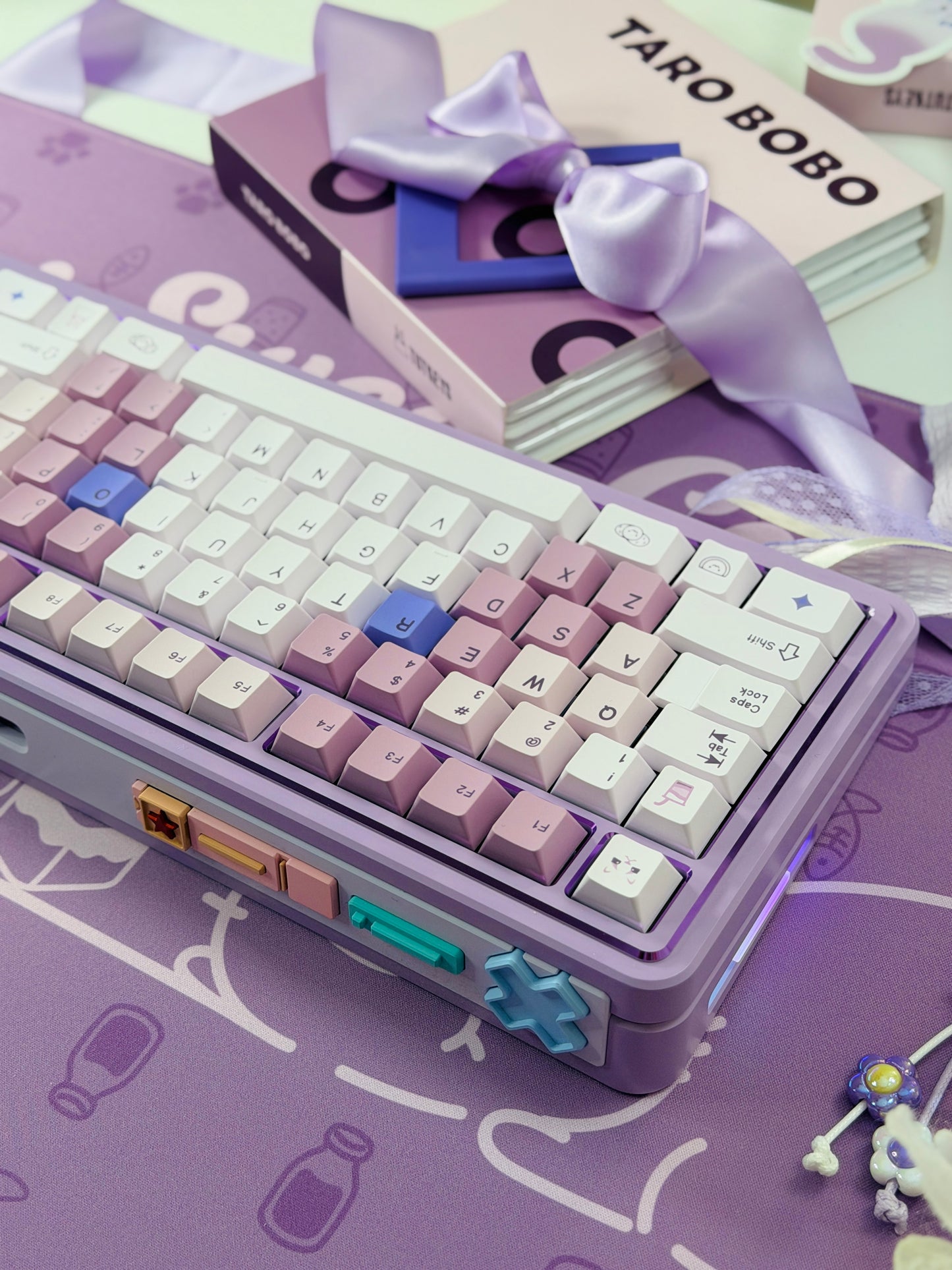 ONLY 1 Instock Prebuilt Aluminum Custom Mechanical Keyboard Polaris80 Purple Set