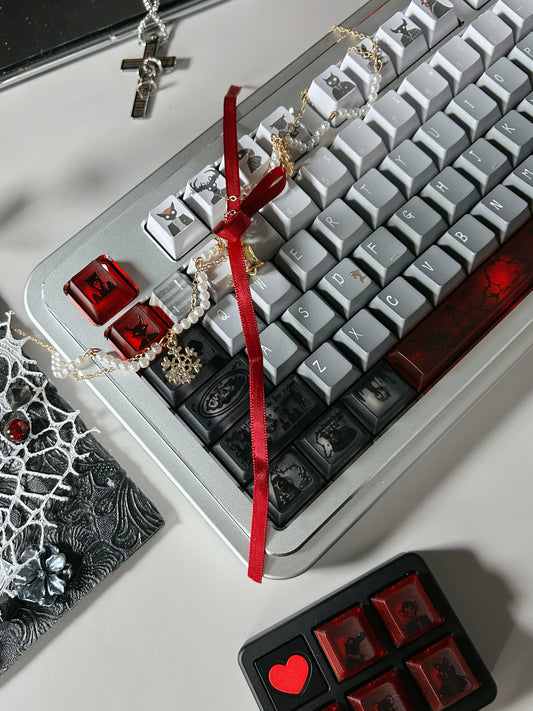 Preorder Prebuilt Aluminum Customized Mechanical Keyboard Rich98 Silver Set（not including the crocodile artisan or hearted decoration tray）