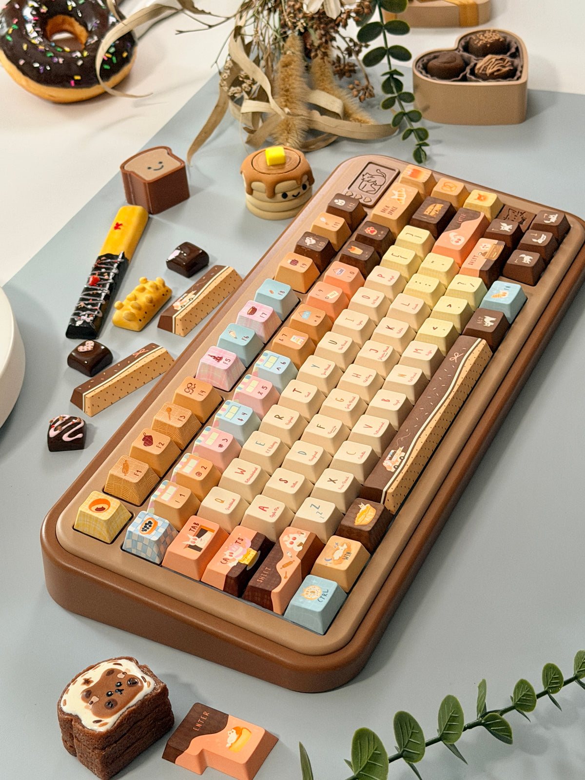 #0307 LazyR Bread Bunny Artisan Keycap | Double-Sided Bread Rabbit Keycap | Cute Bakery-Themed Handmade Keycap for Mechanical Keyboards