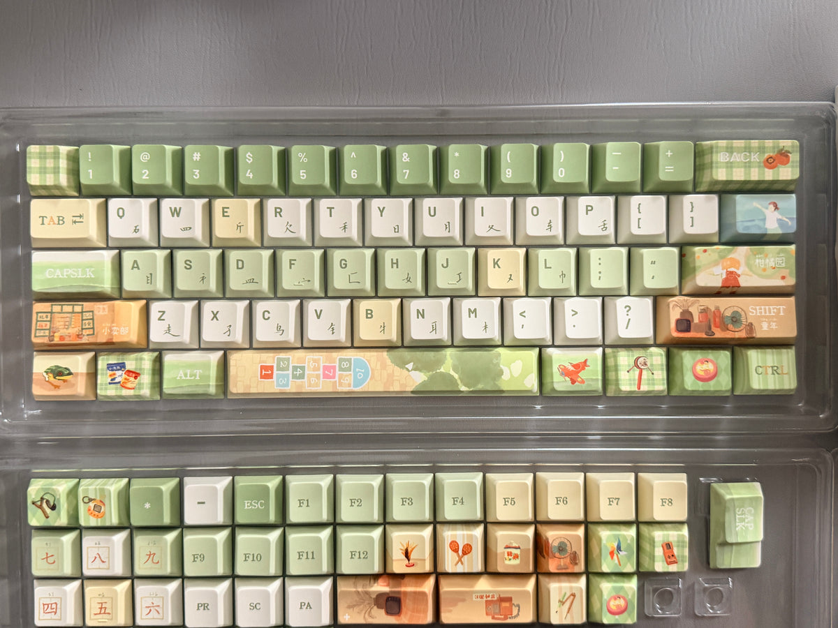 #0312 Time Machine Forest Garden Botanical Keycap Set – MoCoo Cute Green Custom Mechanical Keyboard Keycaps