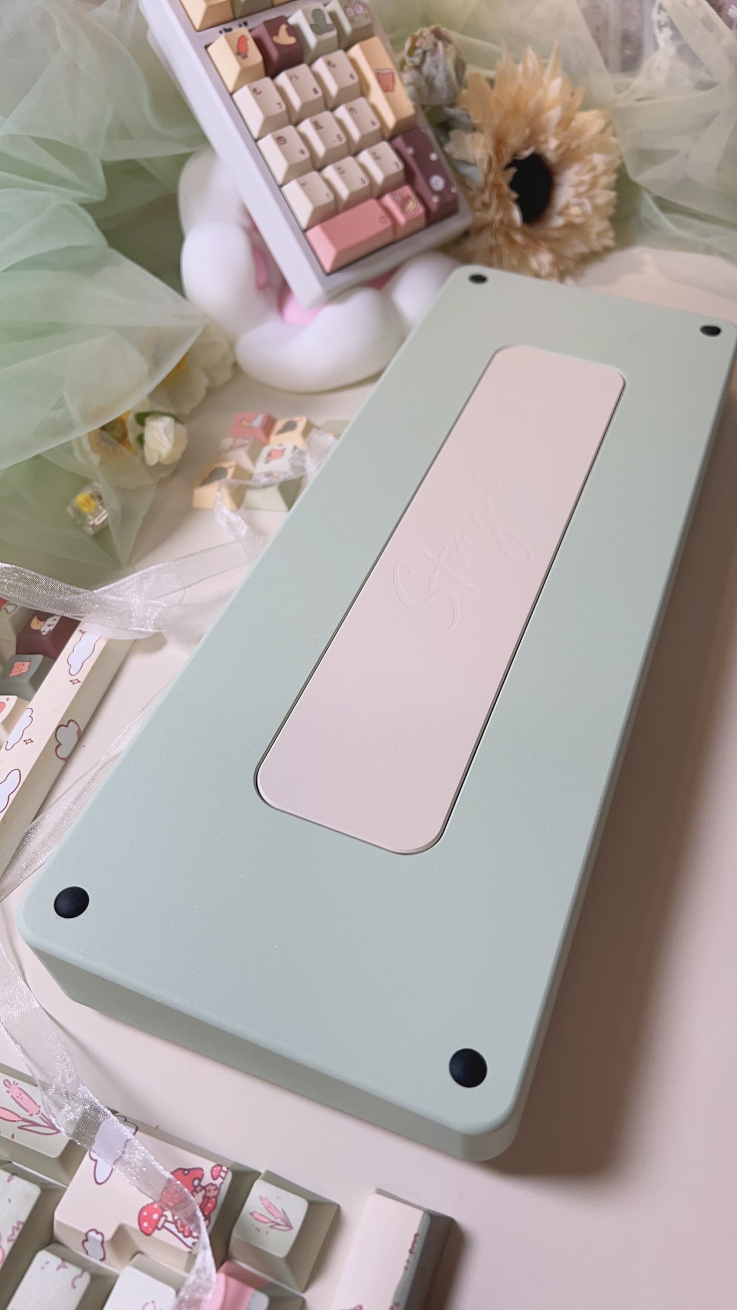 【Only 1 In-stock】 Prebuilt Story65 Pastel Gradient Green Farm Aluminum Mechanical Customized Keyboard