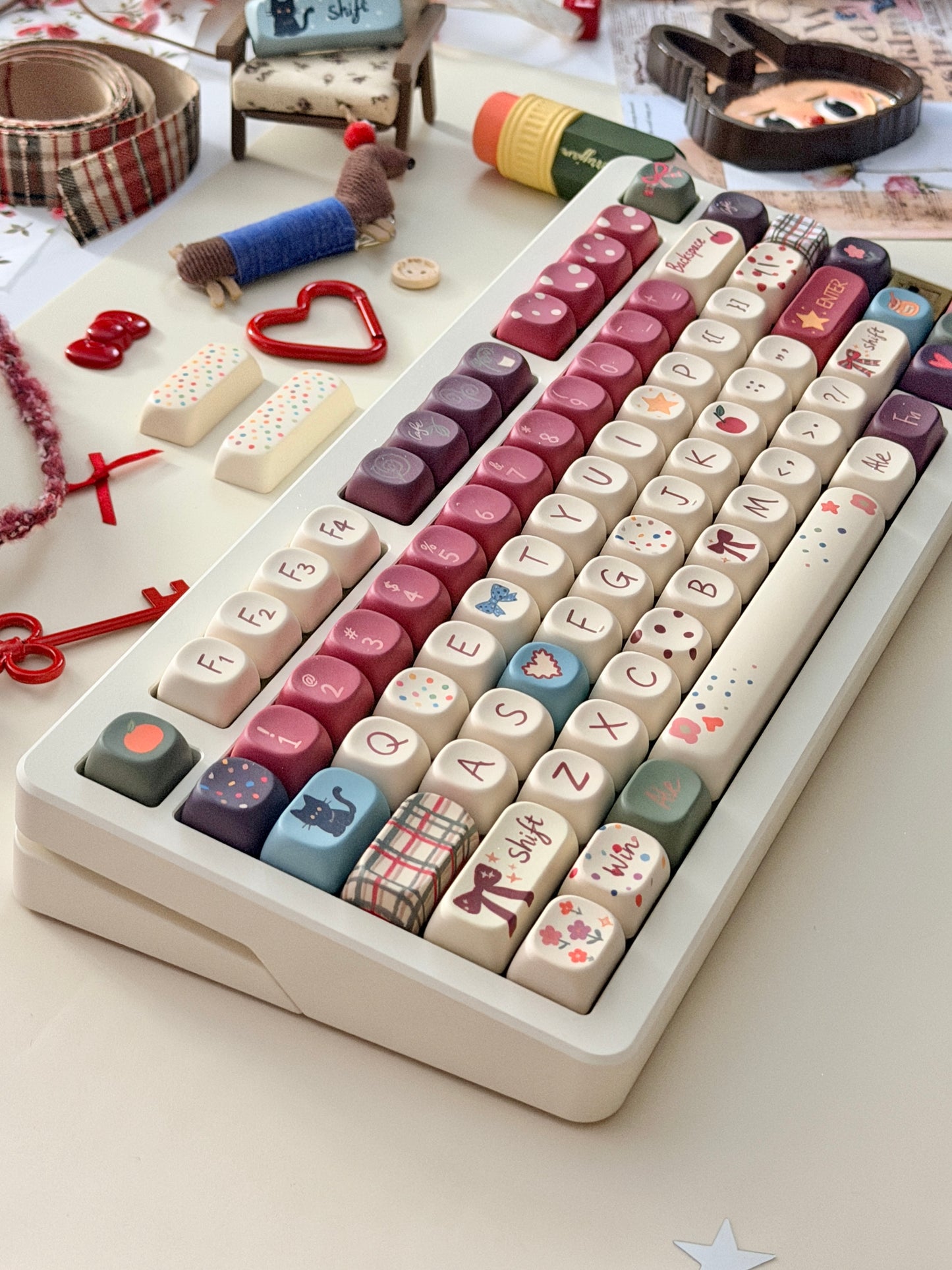 ONLY 1 Instock Prebuilt Aluminum Custom Mechanical Keyboard Buff75 R2 Cream Set