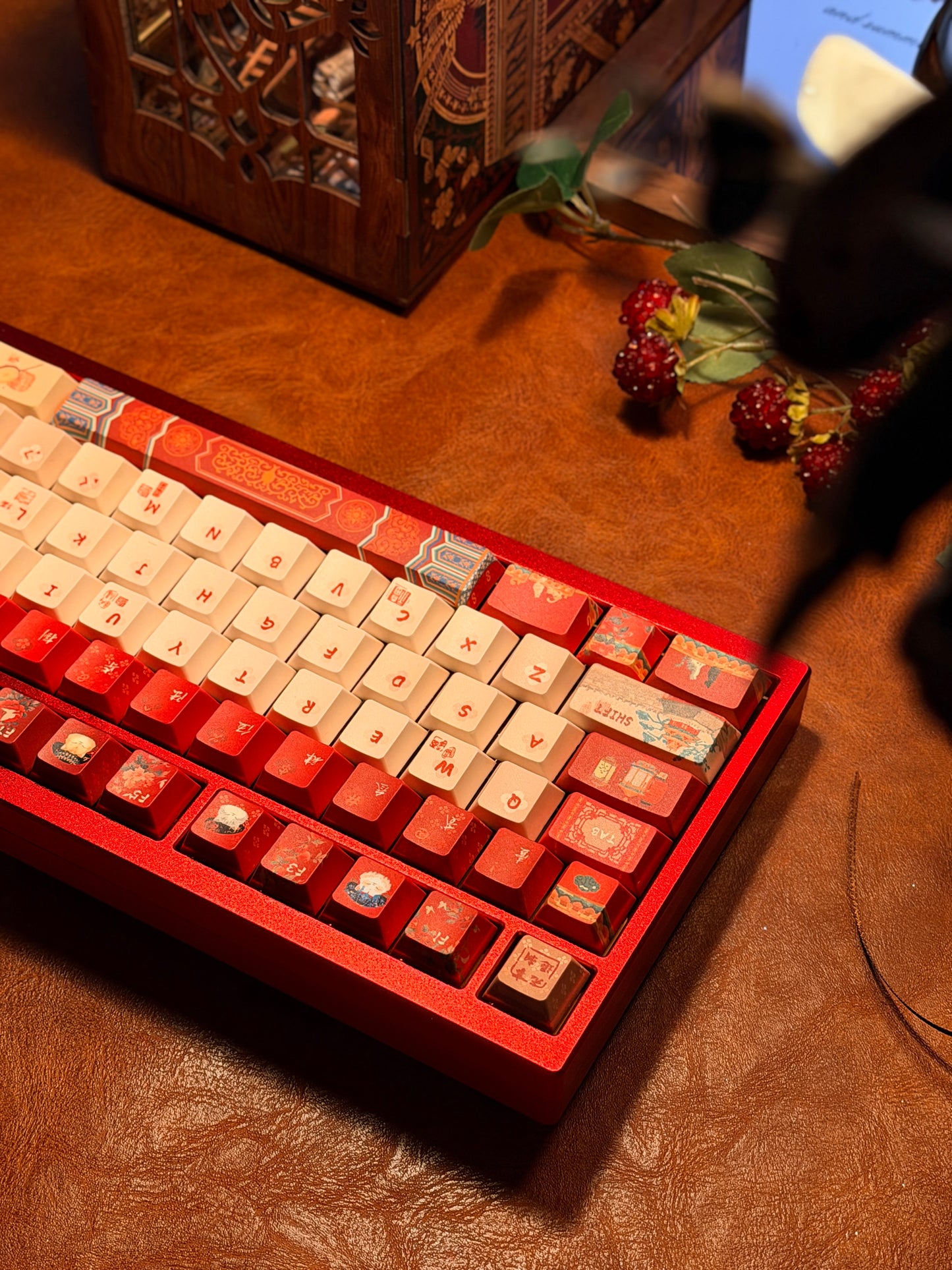 ONLY 1 Instock Prebuilt Aluminum Customized Mechanical Keyboard Y80 Anodized Red Creamy Thocky Set