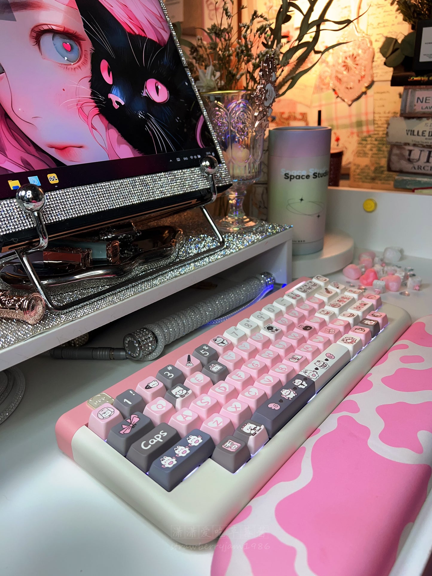 Fully Assembled JOJO N66 Milky Pink Customized Mechanical Keyboard