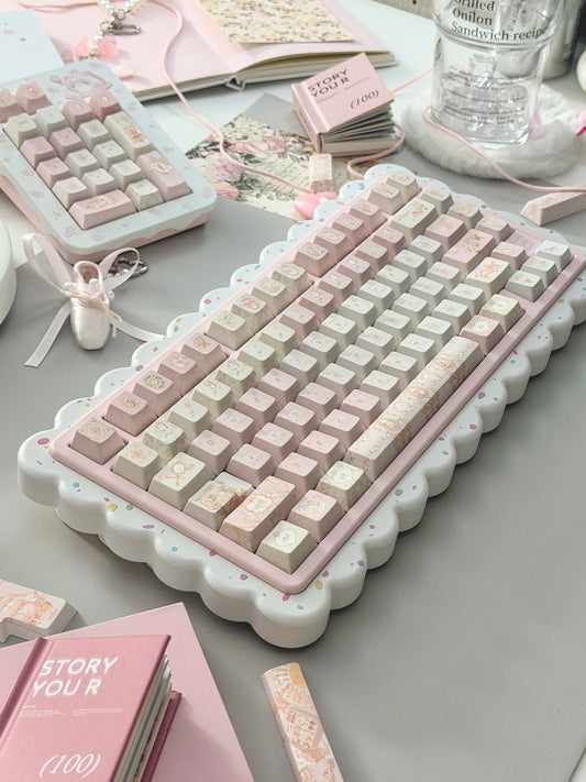 ONLY 1 Instock Prebuilt Aluminum Customized Mechanical Keyboard Cookies75 Pink Sugar Set & Cake Pad
