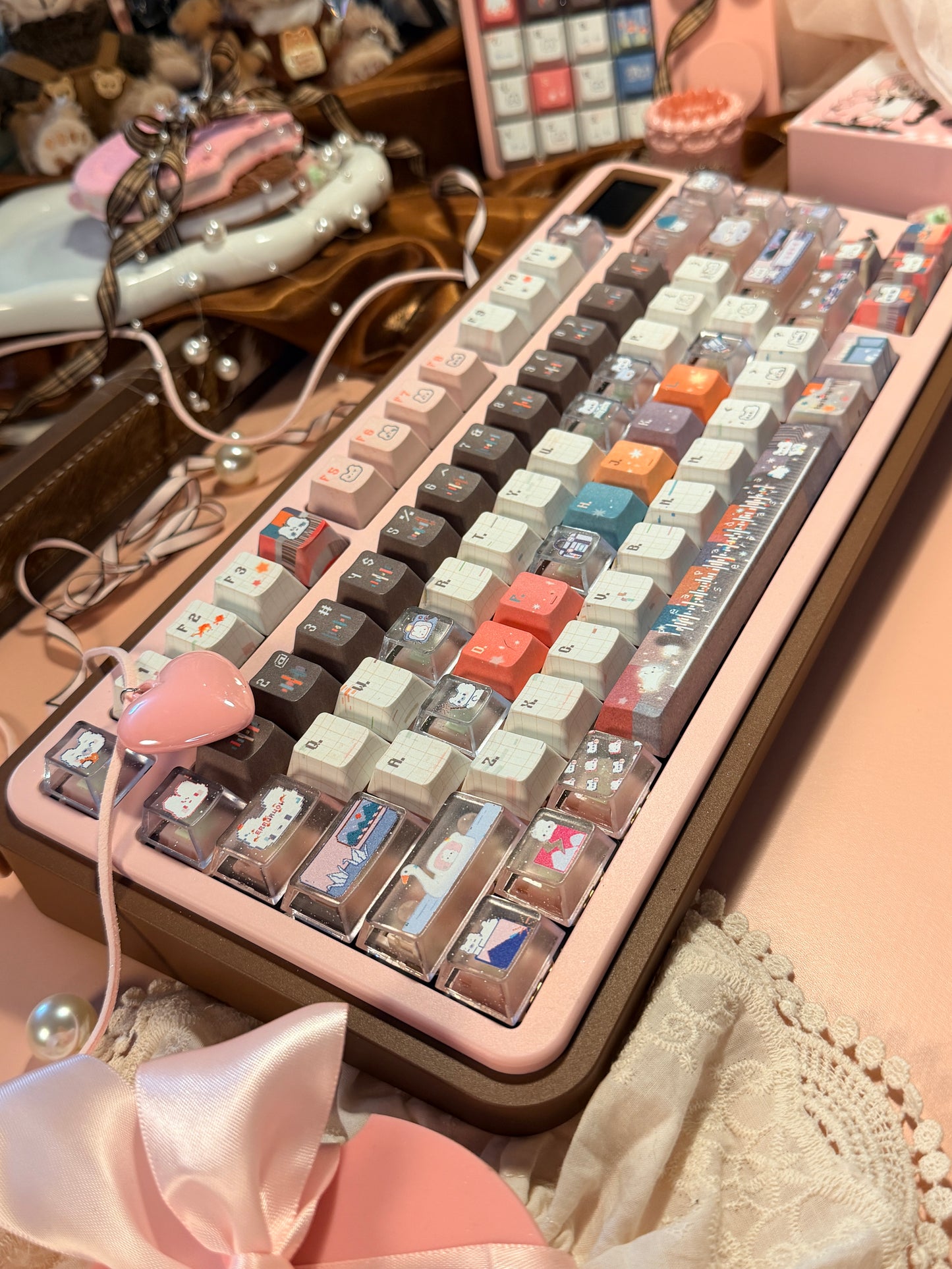 ONLY 1 Instock Prebuilt Aluminum Customized Mechanical Keyboard Rich75 Wireless Set （free wristrest and number pad included as gift）