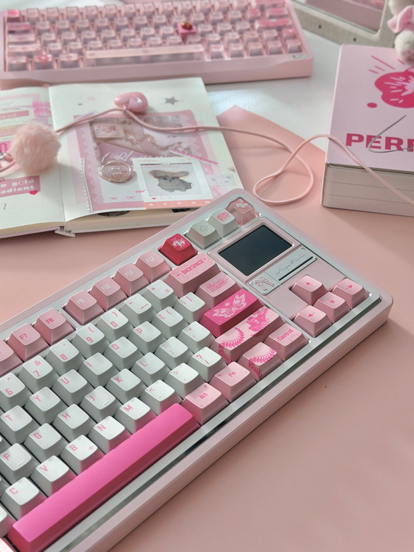 ONLY 1 Instock Pale Pink White Gift80 Prebuilt Aluminum Custom Mechanical Keyboard