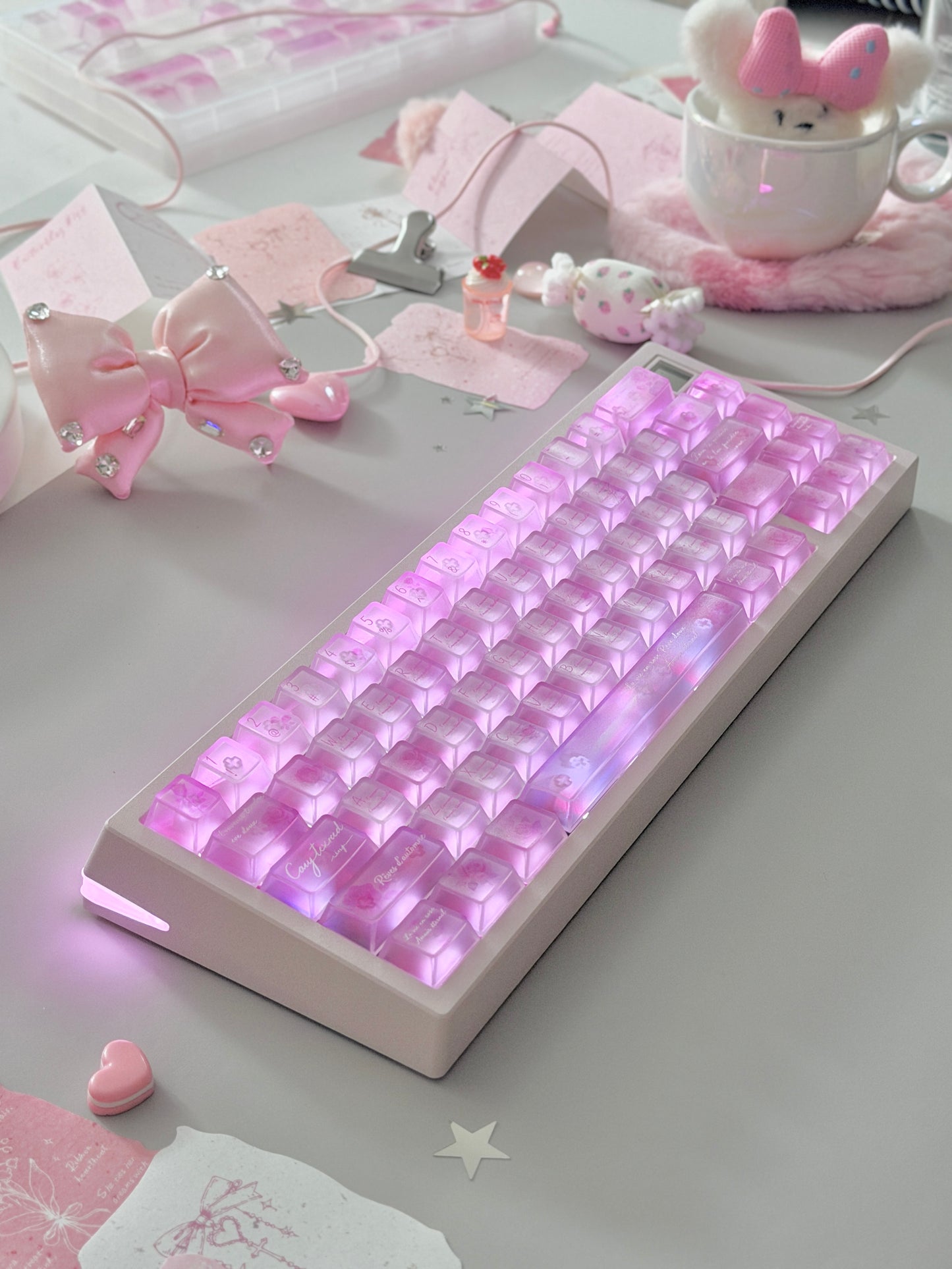 ONLY 1 Instock Prebuilt Aluminum Custom Mechanical Keyboard Meletrix ZOOM65V3 Pink Set