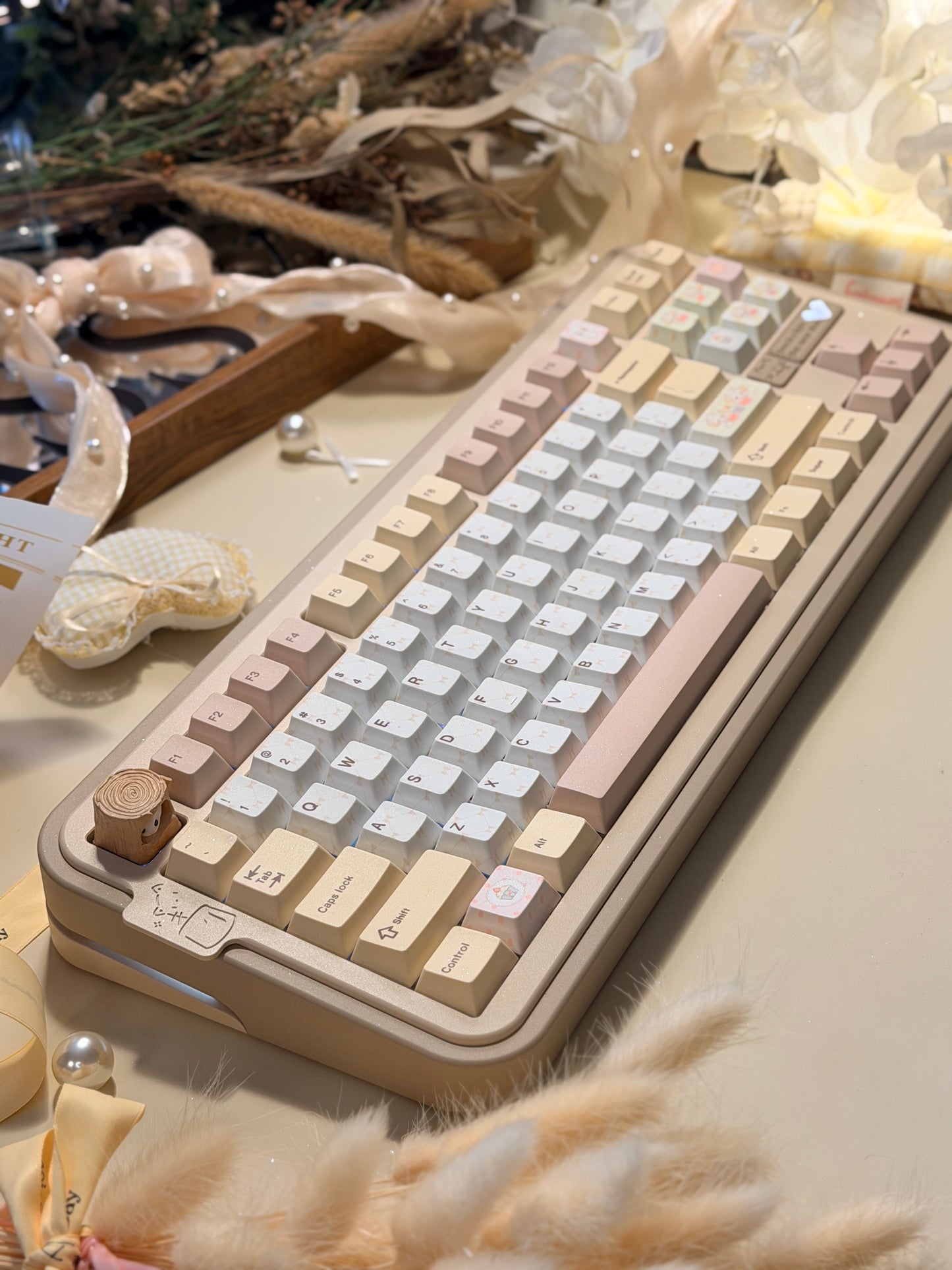 ONLY 1 Instock Cocomi80 Milk Tea Custom Mechanical Keyboard keyrialabs Keycaps Set