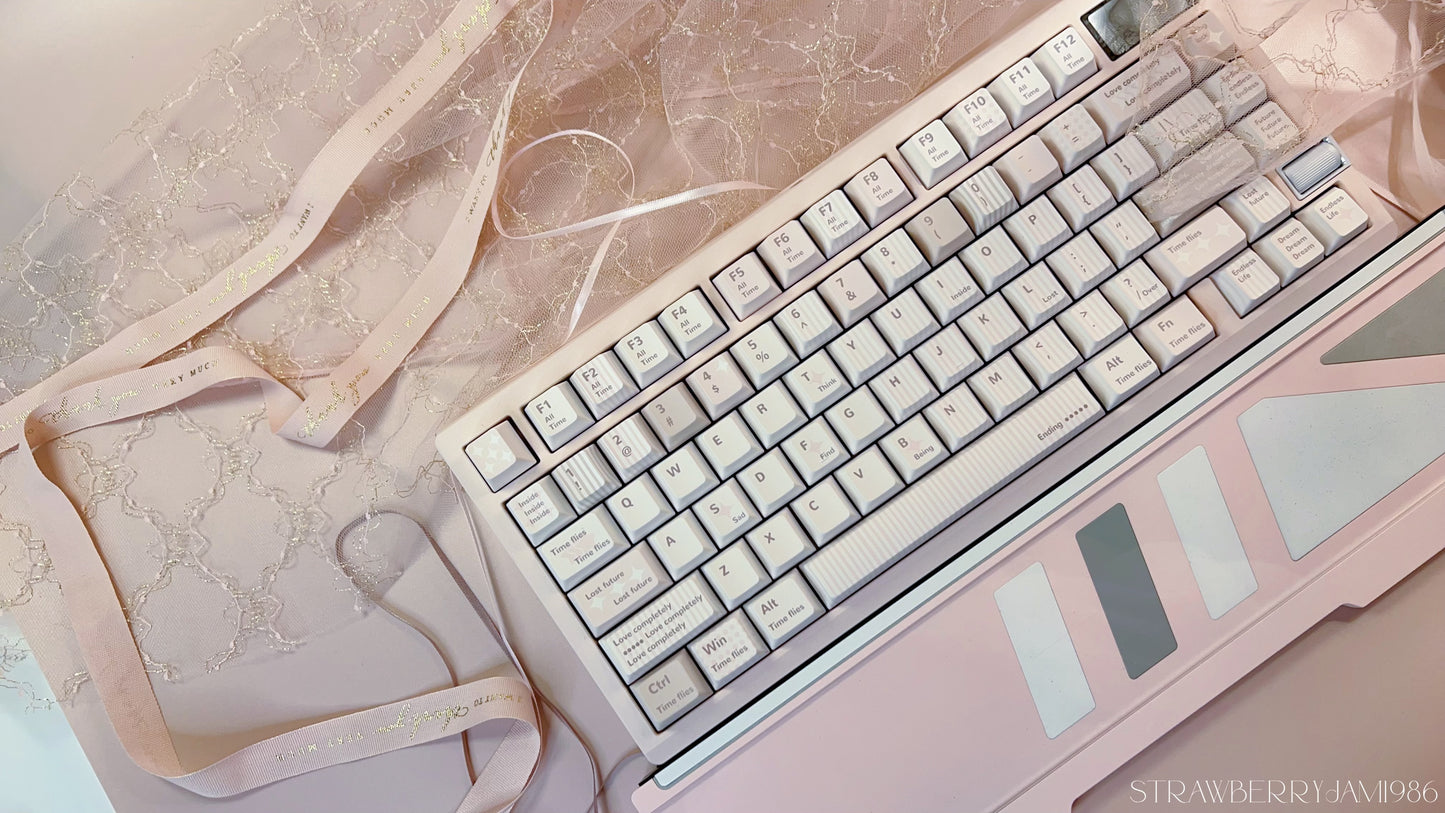 【Only 1 In-stock】Prebuilt ZOOM75 TIGA strawberry icecream pastel Pink tri_mode Aluminum Customized Mechanical Keyboard set （not including number pad）