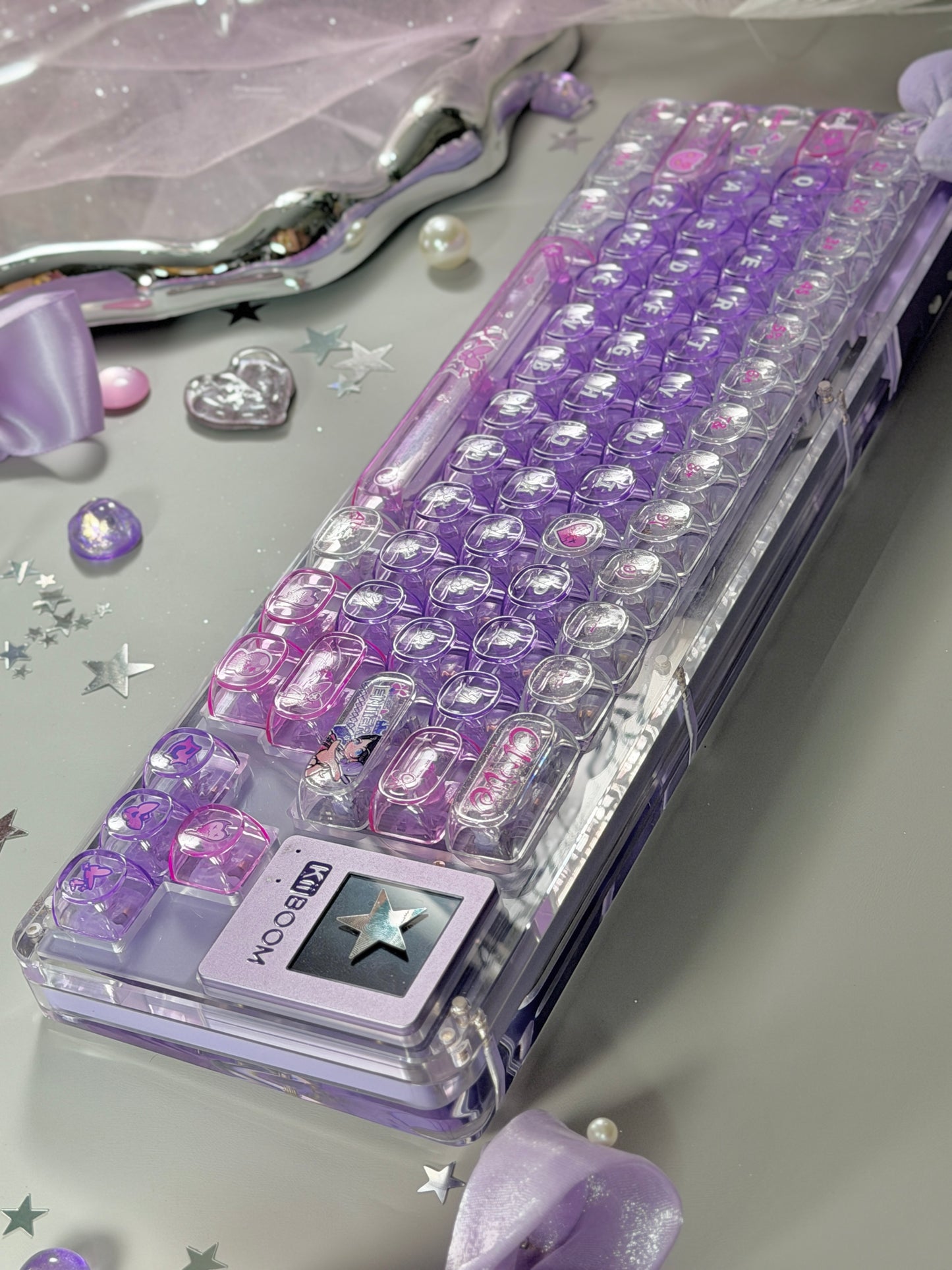 Unboxing Sample For Sale ONLY 1 Instock KiiBOOM Phantom 64 Crystal Acrylic Keyboard + custom Keycaps