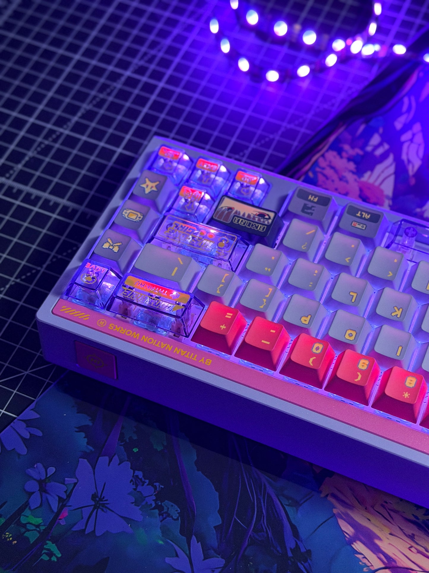 Unboxing Clearance TITAN68HE Purple Pink Magnetic Switch RGB Gaming Keyboard HI SCORE GIRL KEYCAPS