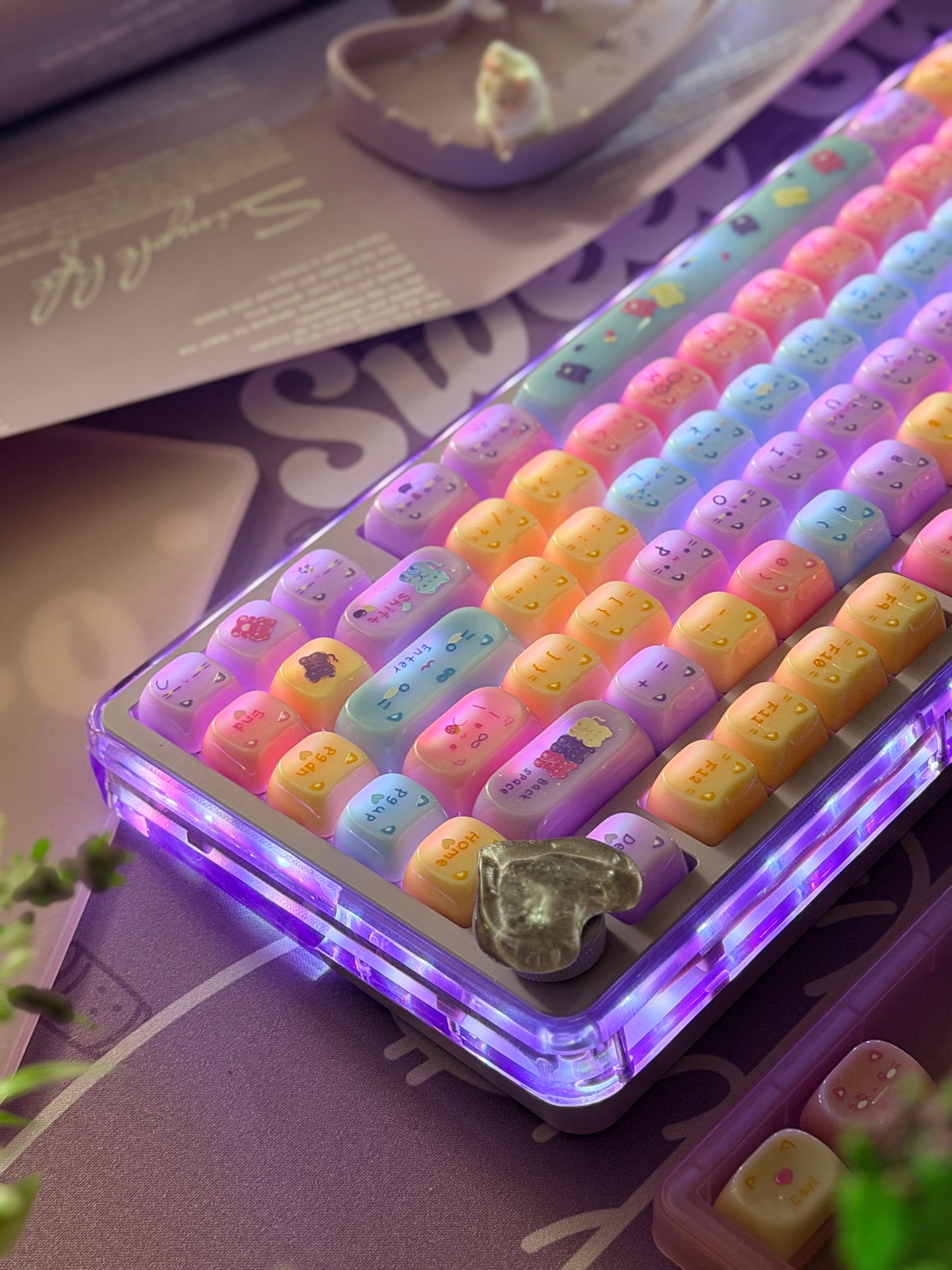 Unboxing Clearance ONLY 1 Instock Meow Pudding PC Keycap Set ➕KiiBOOM Breeze75 Purple Mechanical Keyboard ➕ Phantom 21 Number Pad