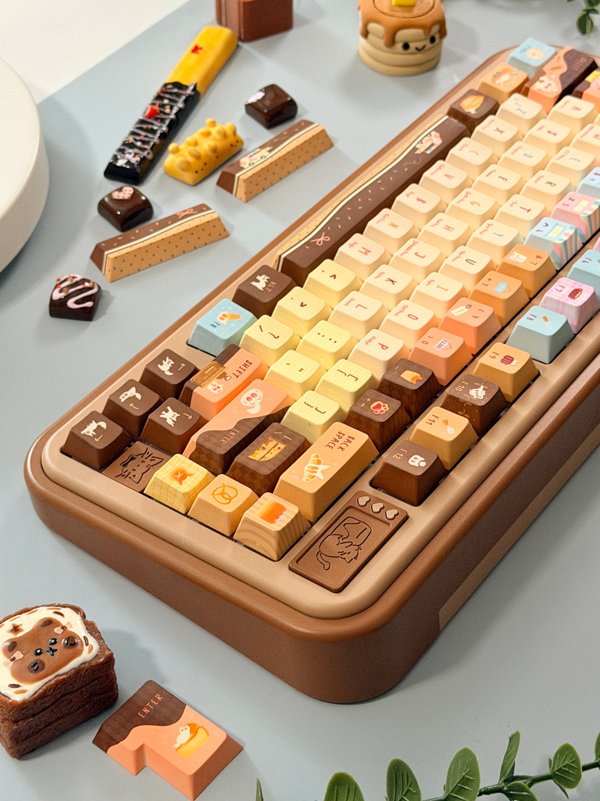 #0307 LazyR Bread Bunny Artisan Keycap | Double-Sided Bread Rabbit Keycap | Cute Bakery-Themed Handmade Keycap for Mechanical Keyboards