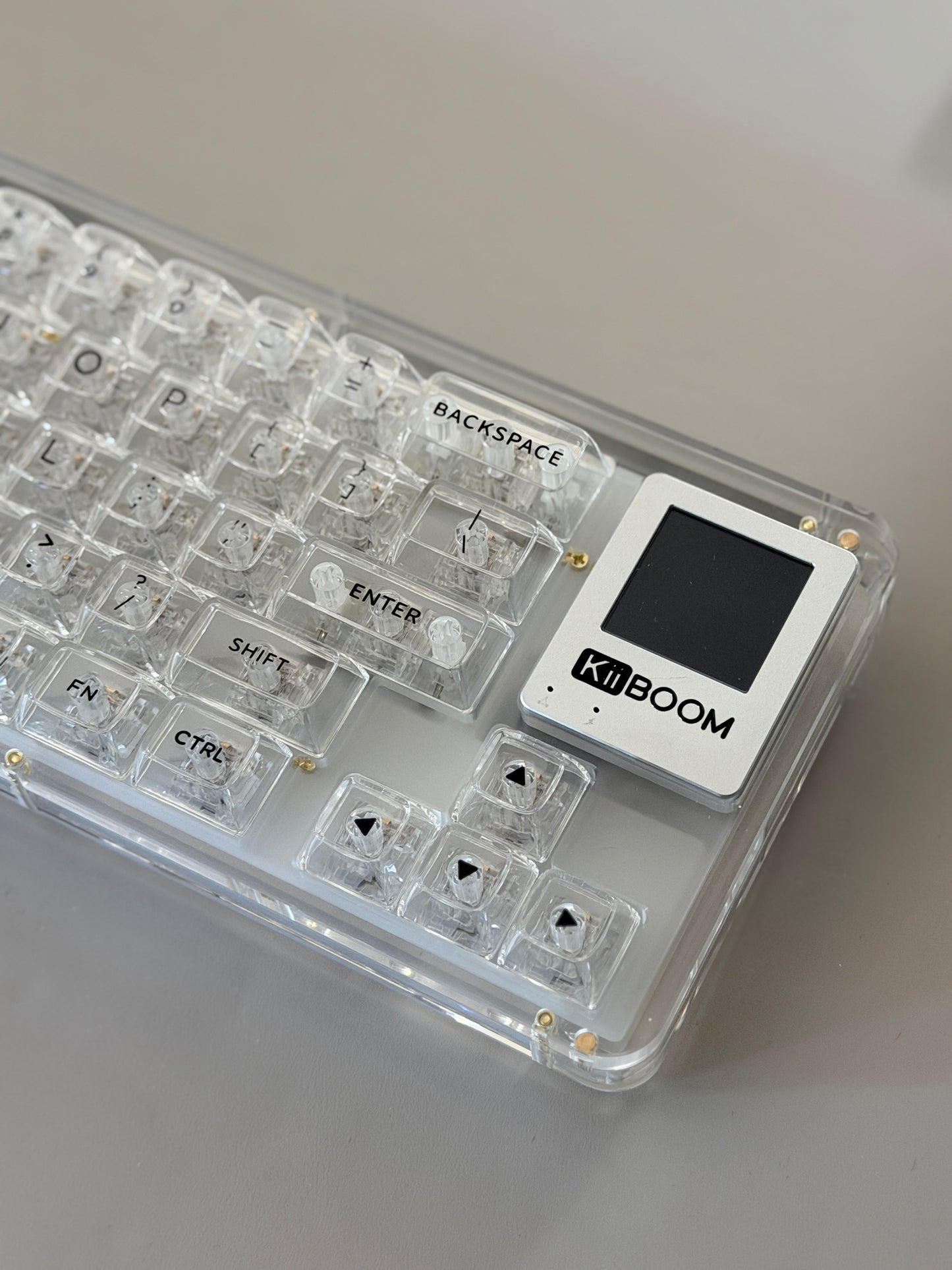 Unboxing Sample For Sale ONLY 1 Instock KiiBOOM Phantom 64 Clear Crystal Acrylic Keyboard + custom Peach Pink Keycaps