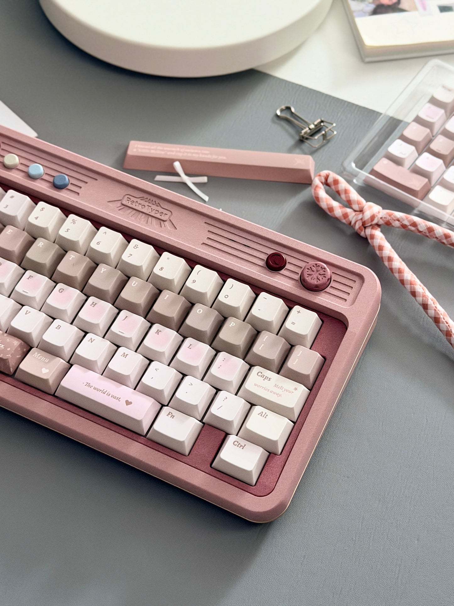 ONLY 1 Instock Prebuilt Aluminum Custom Mechanical Keyboard RT50 Dusty Rose Pink Set