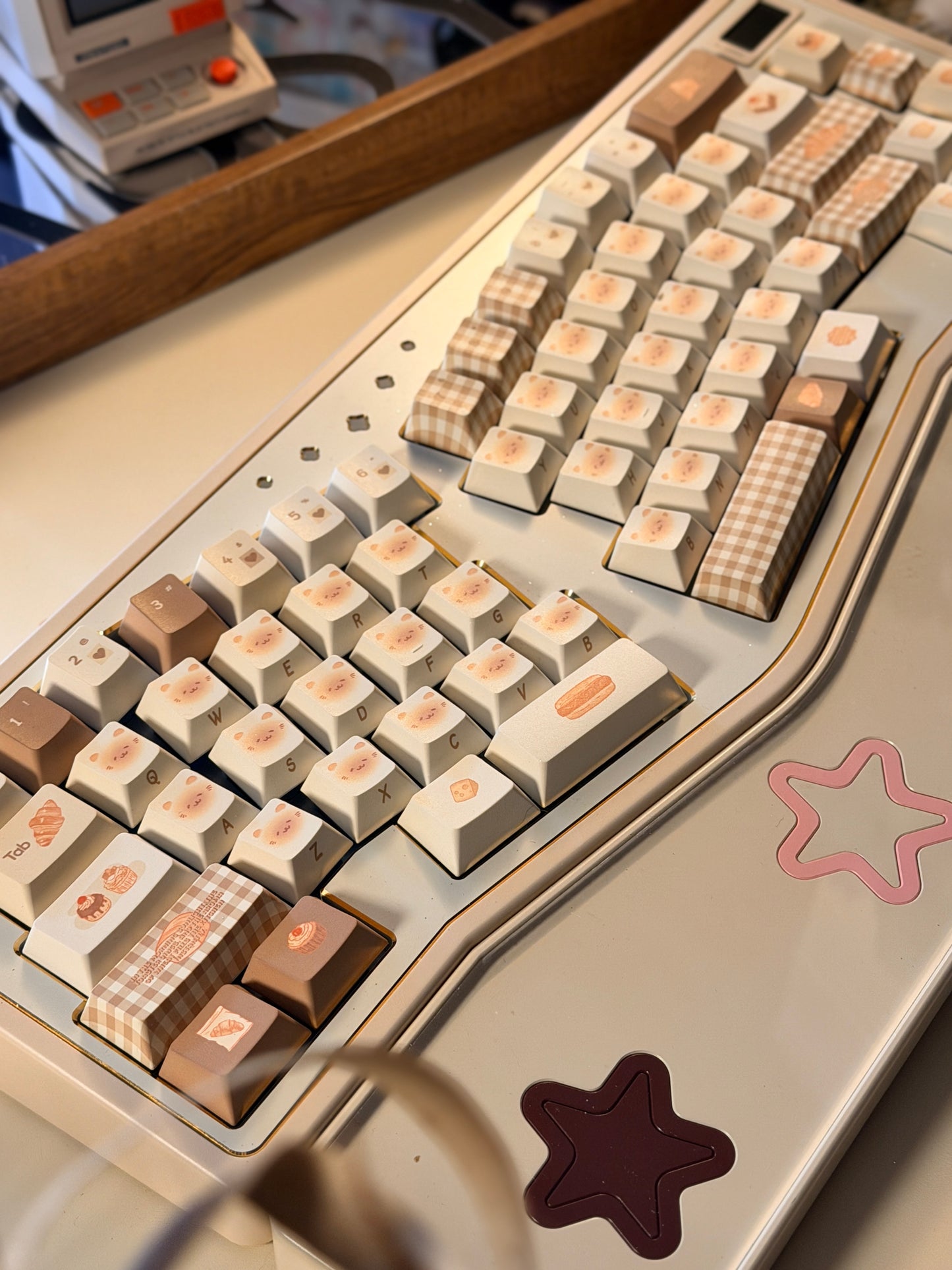 ONLY 1 instock Prebuilt Cream White StarAlice Aluminum Custom Mechanical Keyboard With Wrist rest
