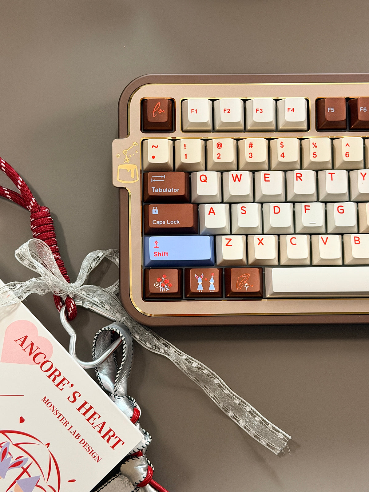 ONLY 1 Instock Prebuilt Aluminum Customized Mechanical Keyboard Cocomi80 Anordized Brown Champagne Set  | Wireless | Backlit