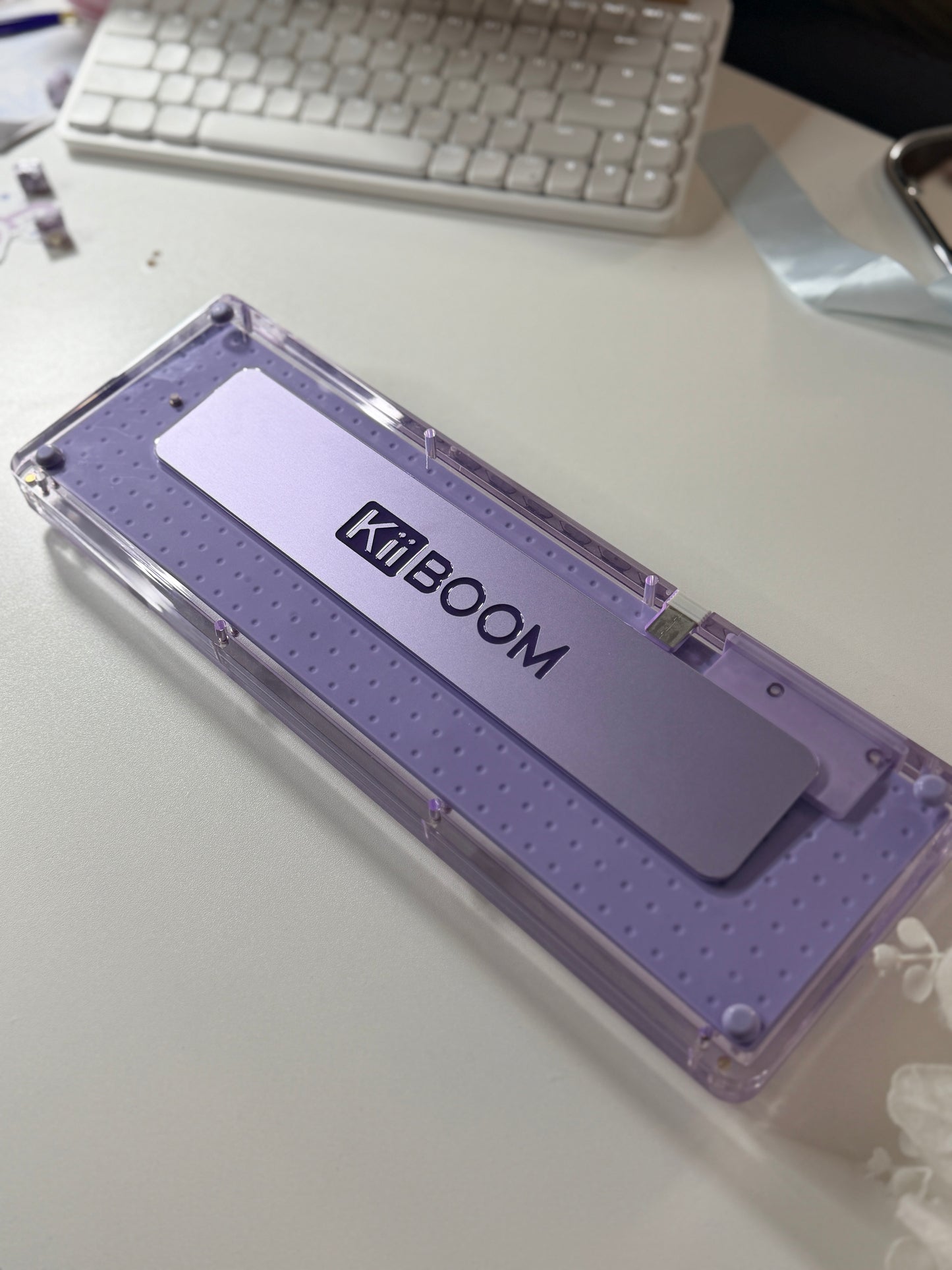 Unboxing For SALEs KiiBOOM Phantom 68 Purple Crystal Mechanical Keyboard + Taro Bobo Keycaps Alpha-A Set & Small Block